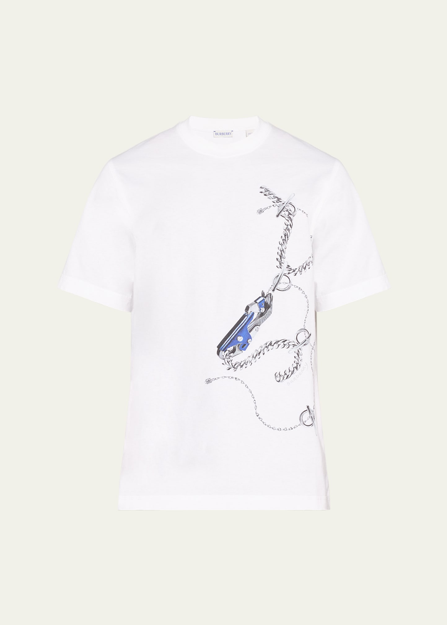 Shop Burberry Men's Jersey Horse Chain-print T-shirt In Knight Ip Pattern