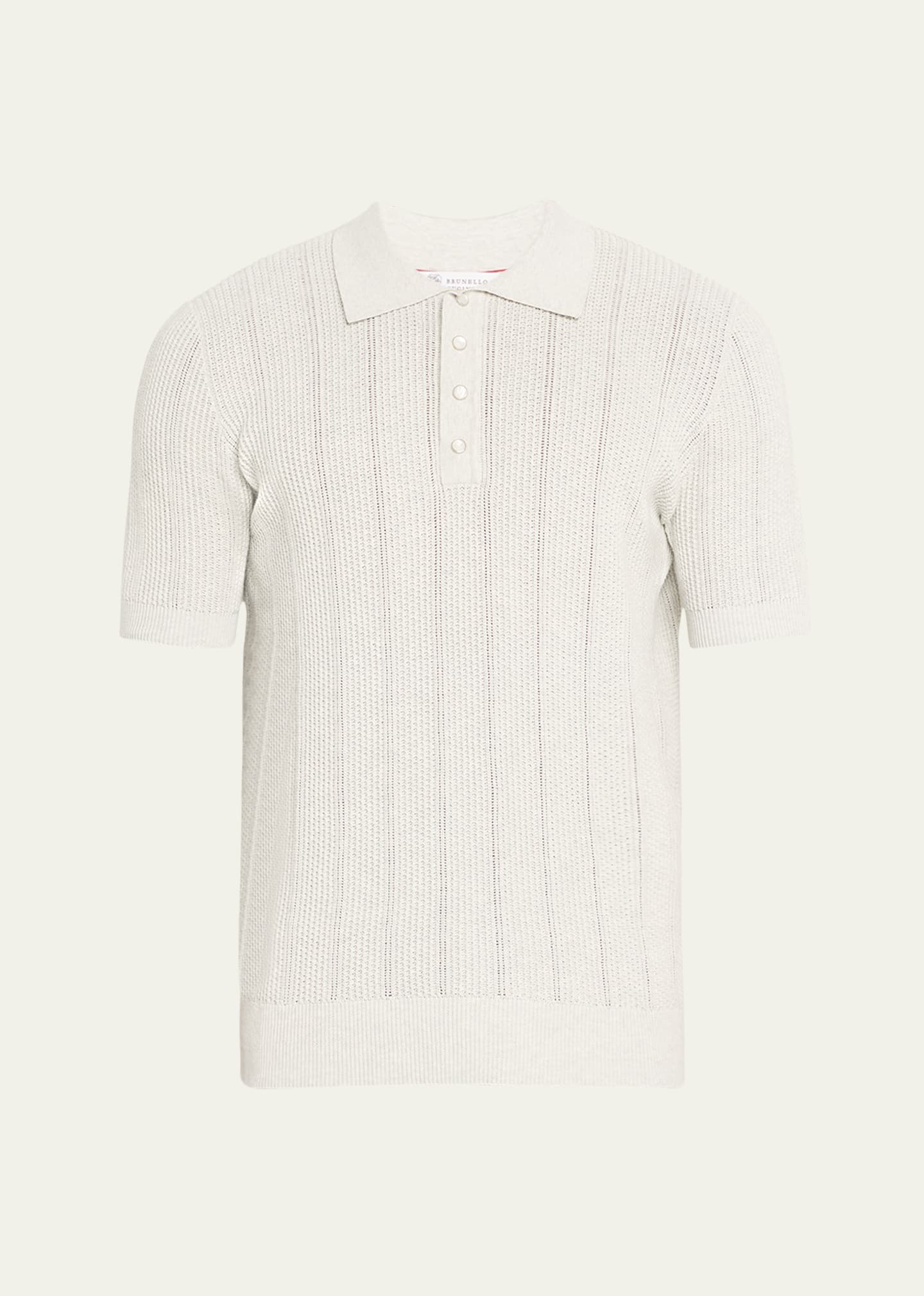 Men's Open-Gauge Cotton Polo Shirt