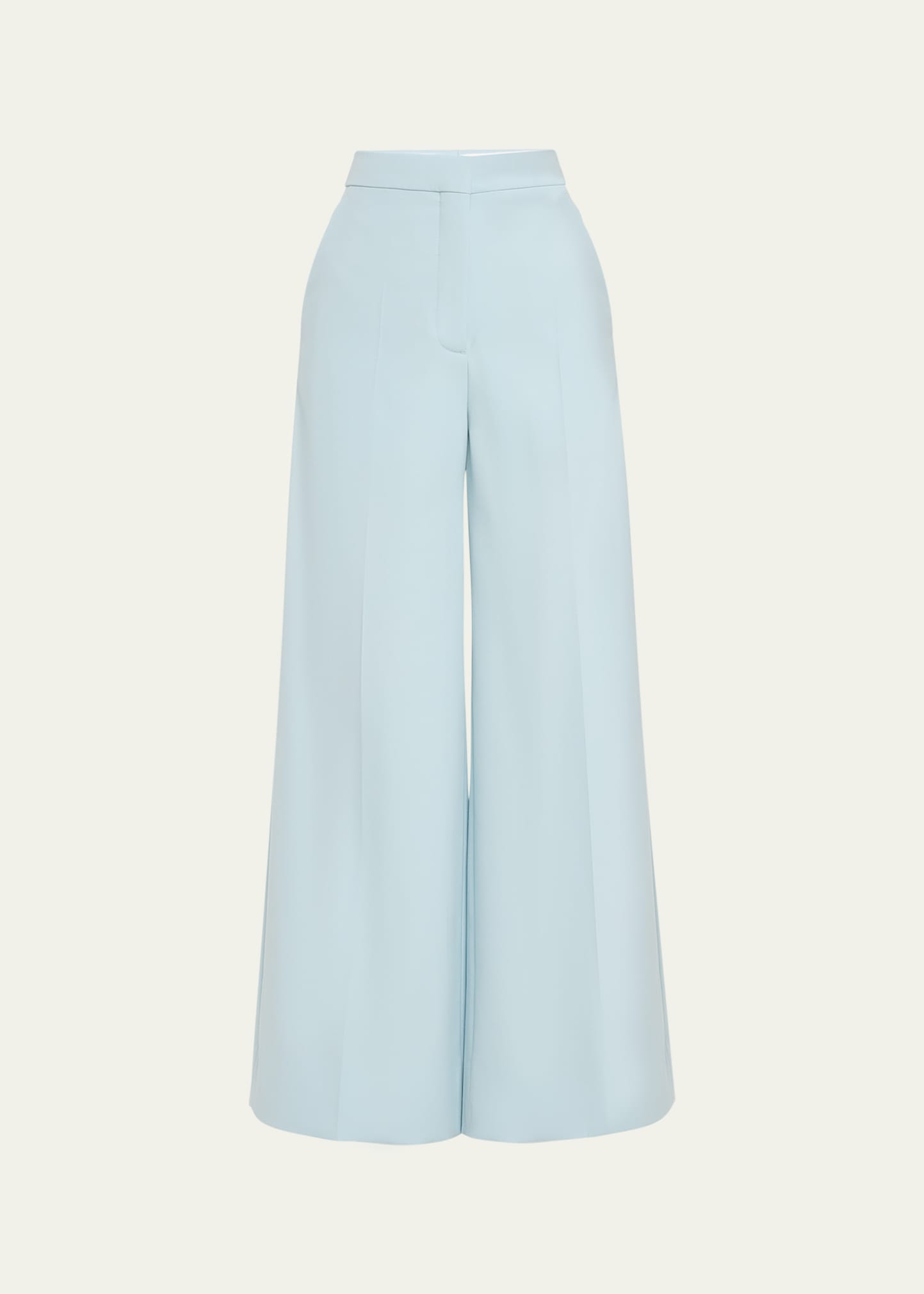 Shop Stella Mccartney Wide Leg Suiting Wool Trousers In 4700 Mineral Bl