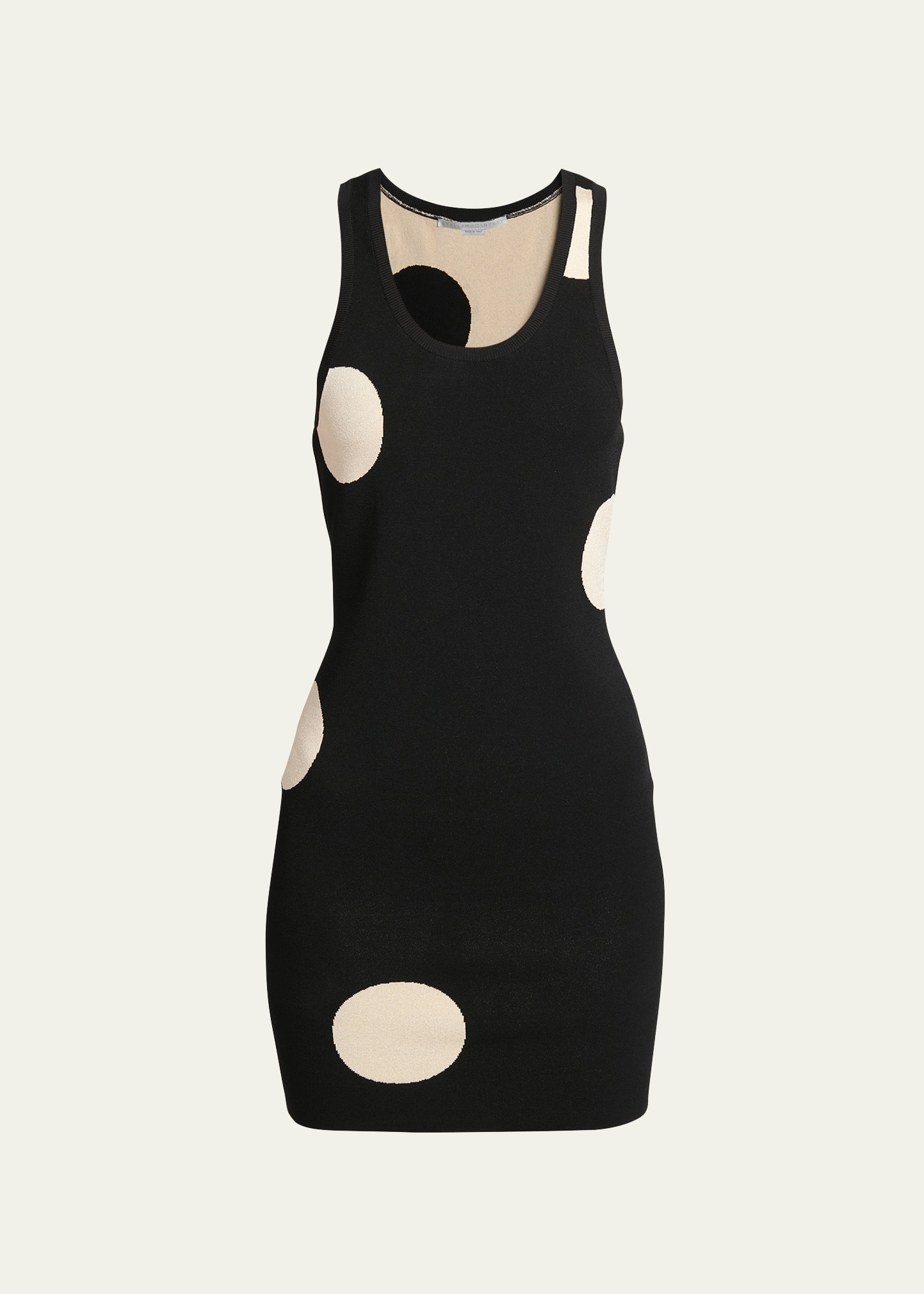 Stella Mccartney Polka Dot Knit Body-con Mini Dress In 1000 Black
