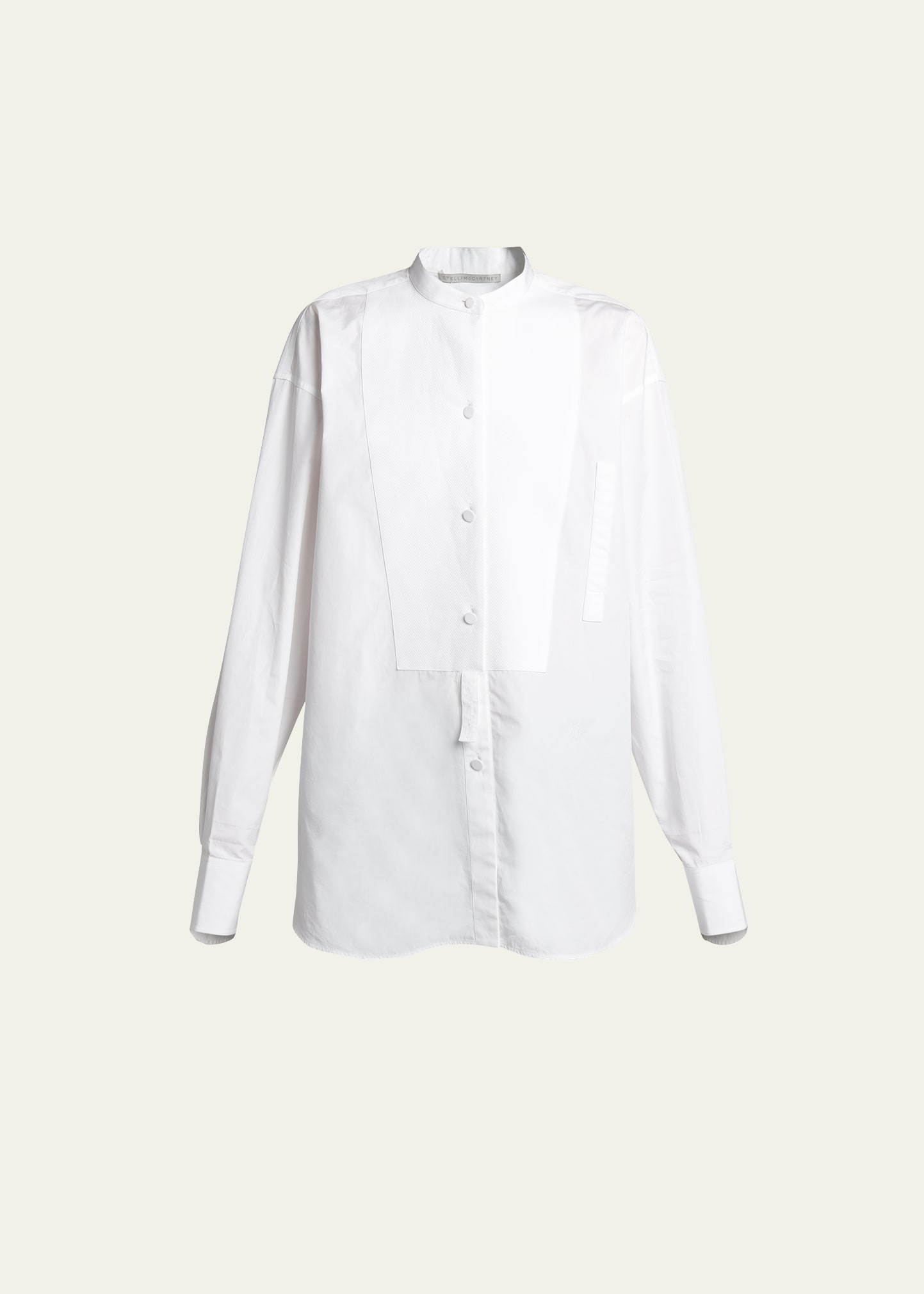 Stella Mccartney Bib-front Tuxedo Blouse In 9000 Pure White