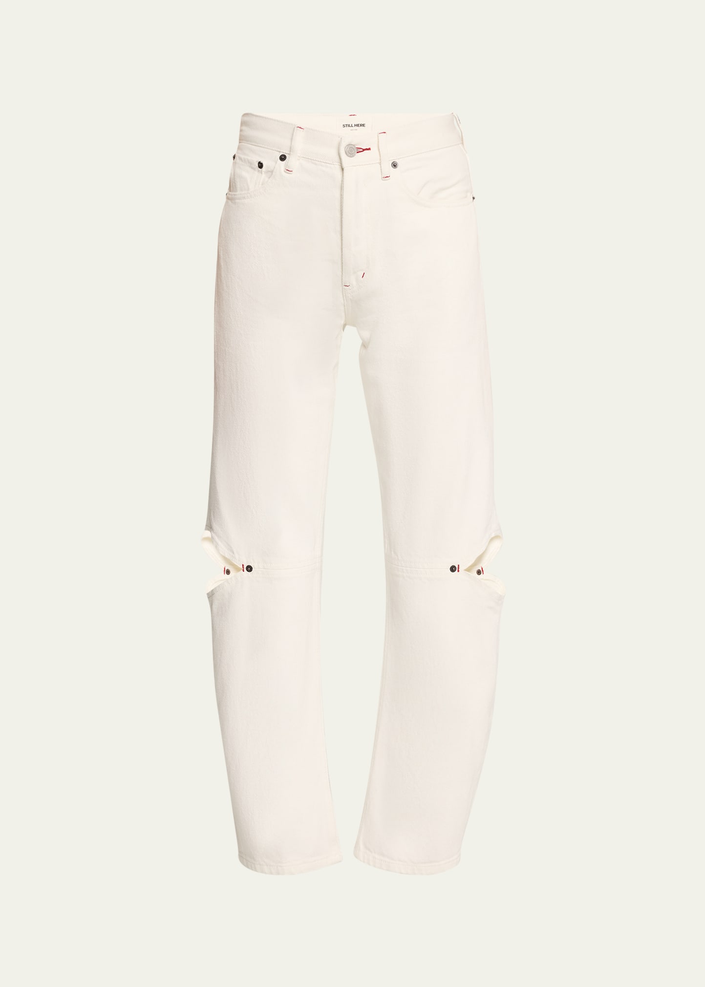 Shop Still Here Cowgirl Cut-out Jeans In Milk