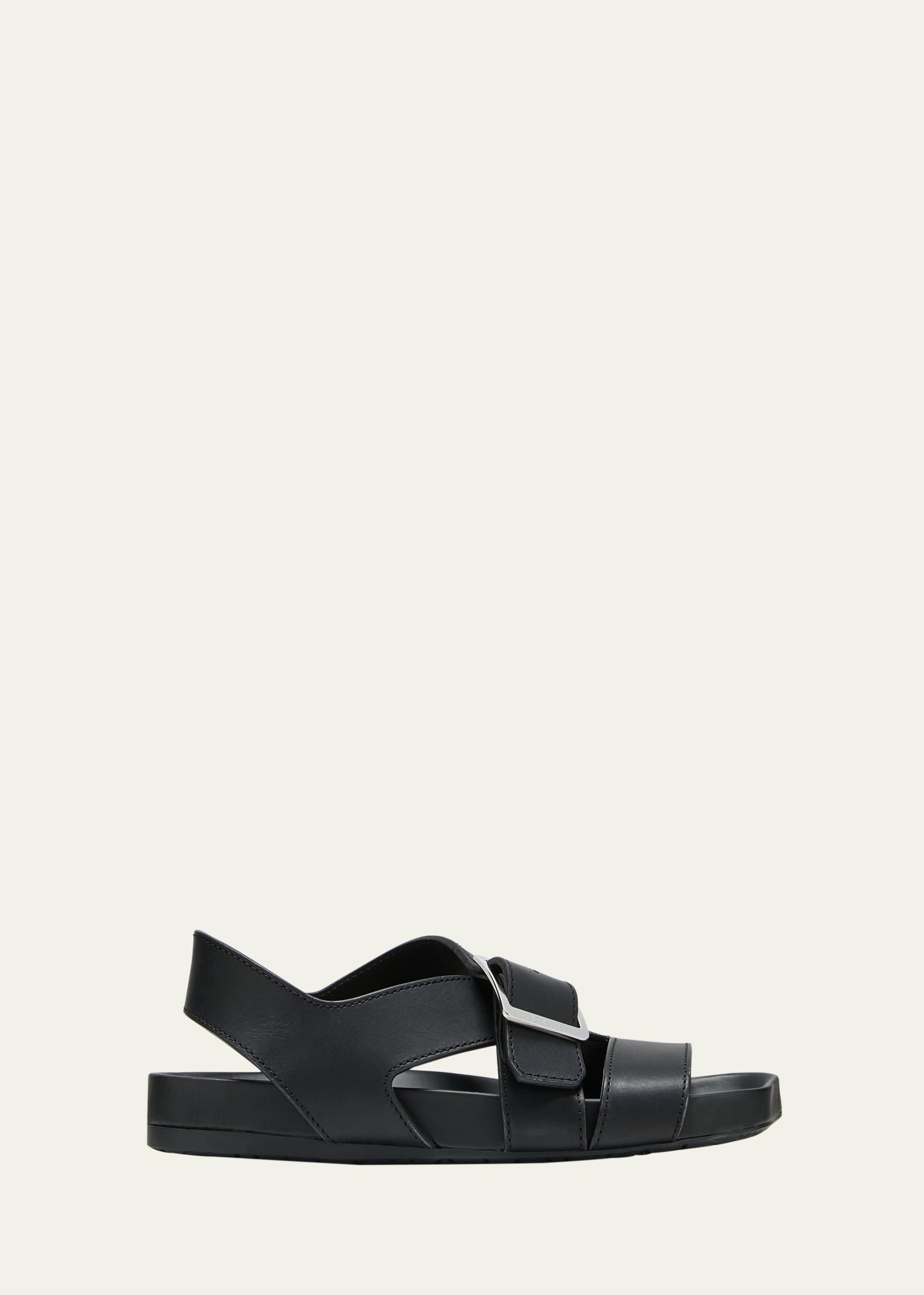 Shop Loewe Ease Leather Toe-ring Comfort Sandals In 1100 Black