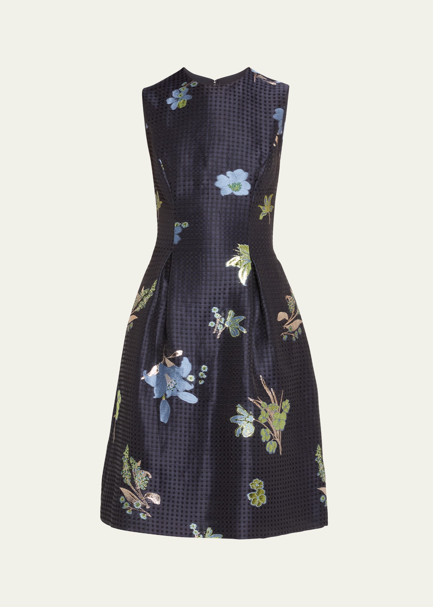 Betsy Metallic Floral Gingham Jacquard Sleeveless Dress