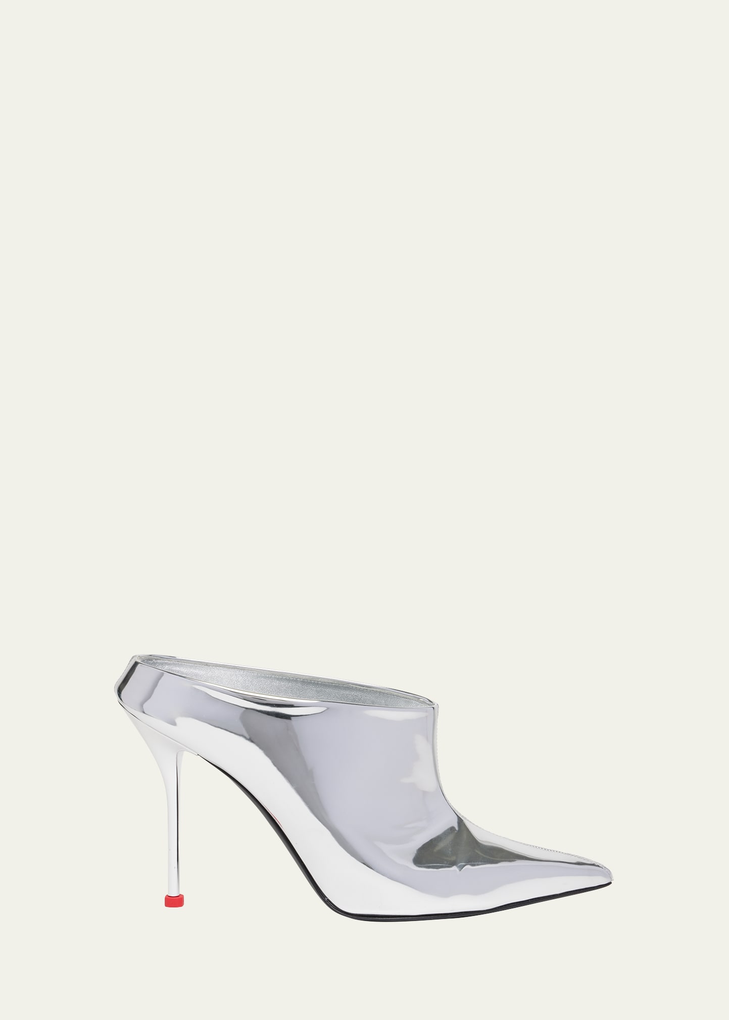 Shop Alexander Mcqueen Thorn Metallic Stiletto Mule Pumps In 8166 Silverlust R