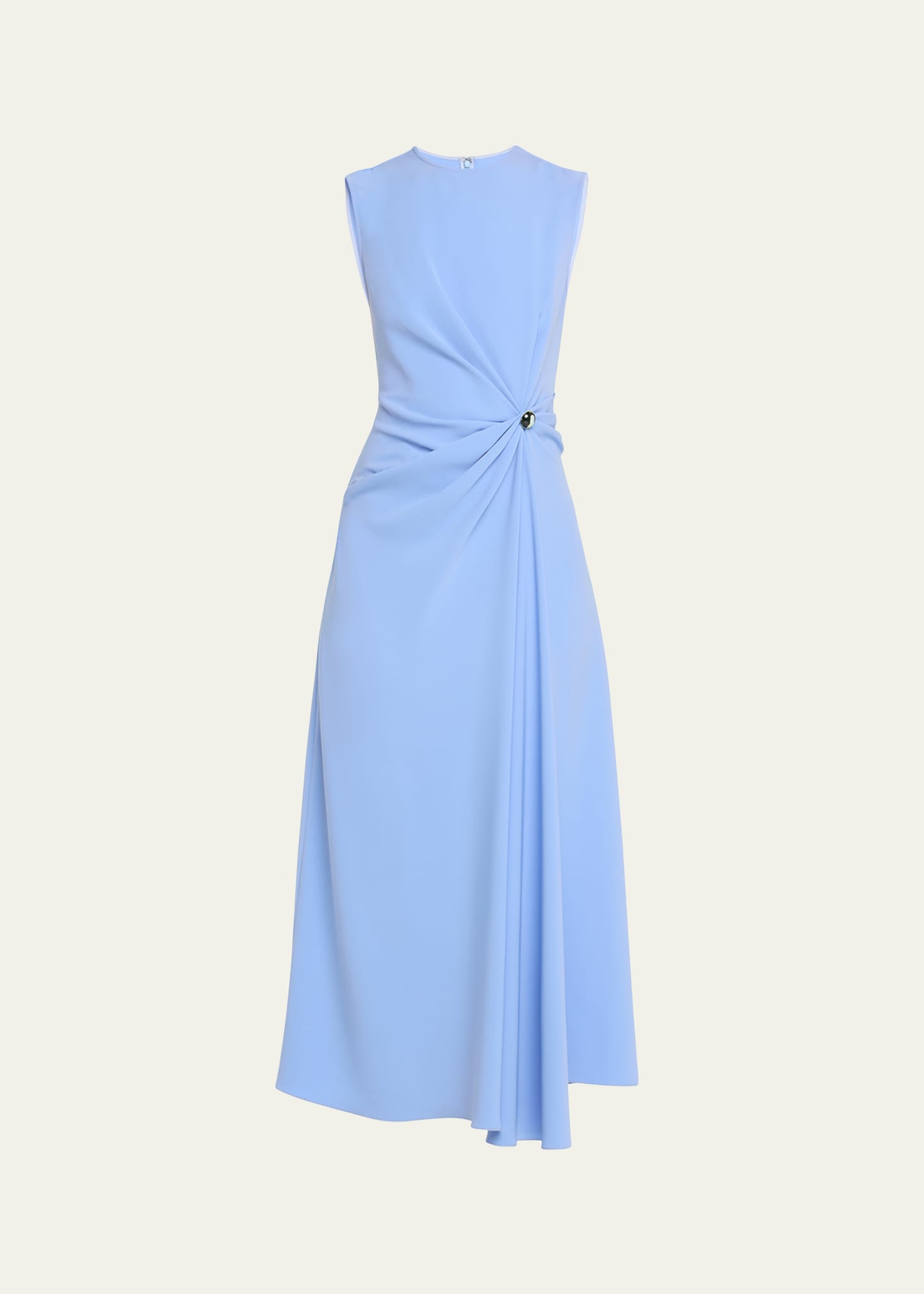 Shop Lela Rose Gathered Midi Dress With Button In Oxford