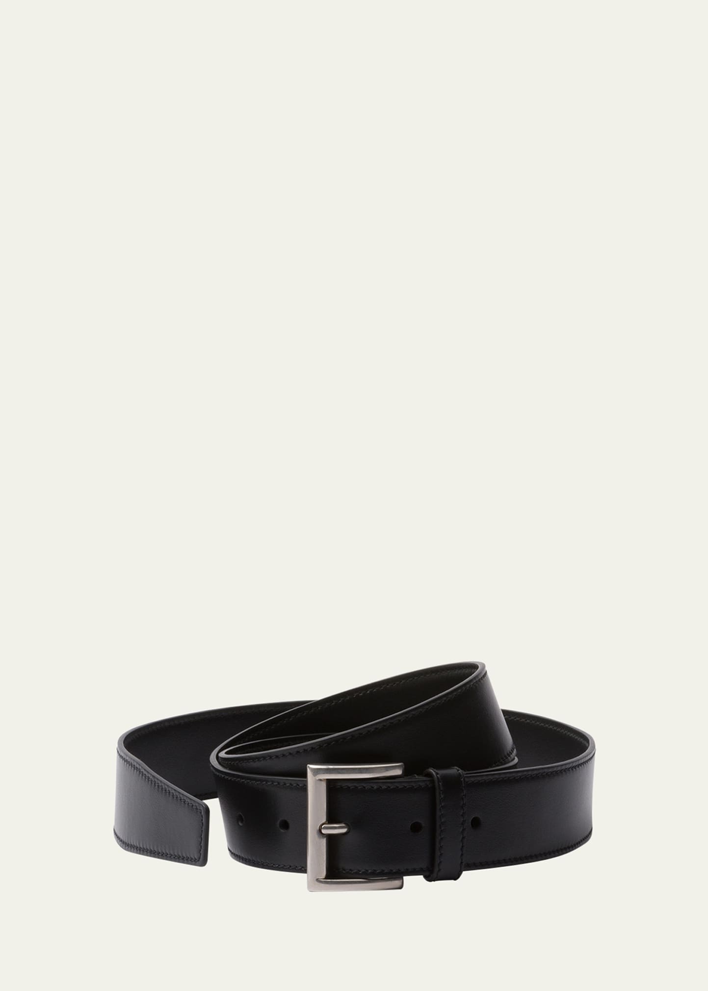 Prada Logo-engraved Buckle Leather Belt In F0002 Nero