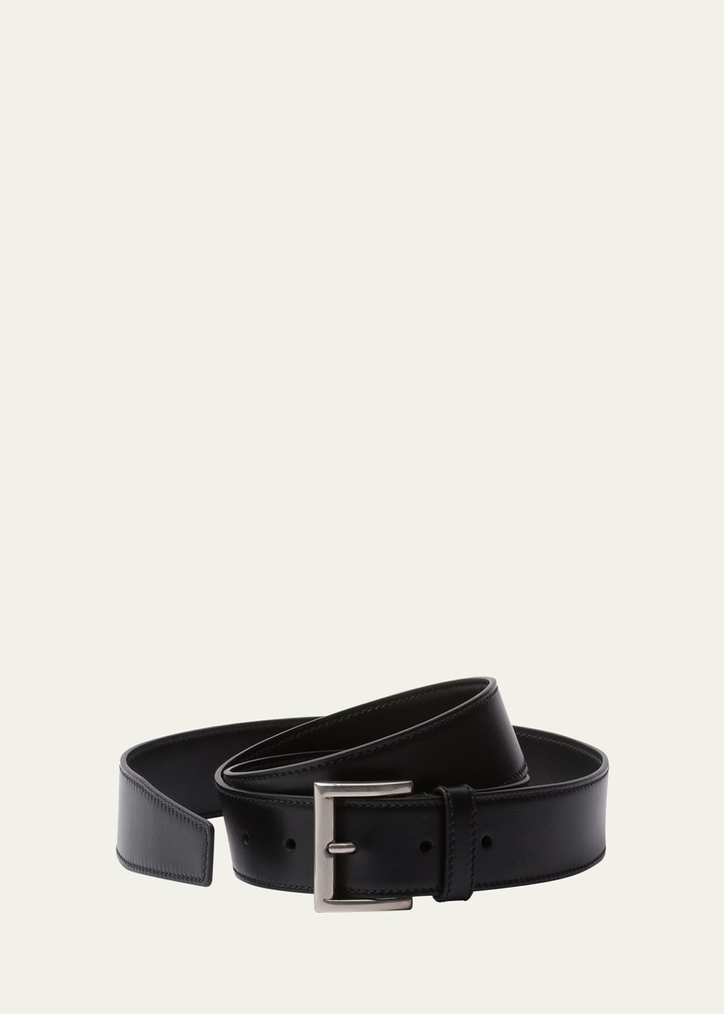 Prada Metal Buckle Calf Leather Belt In F0002 Nero