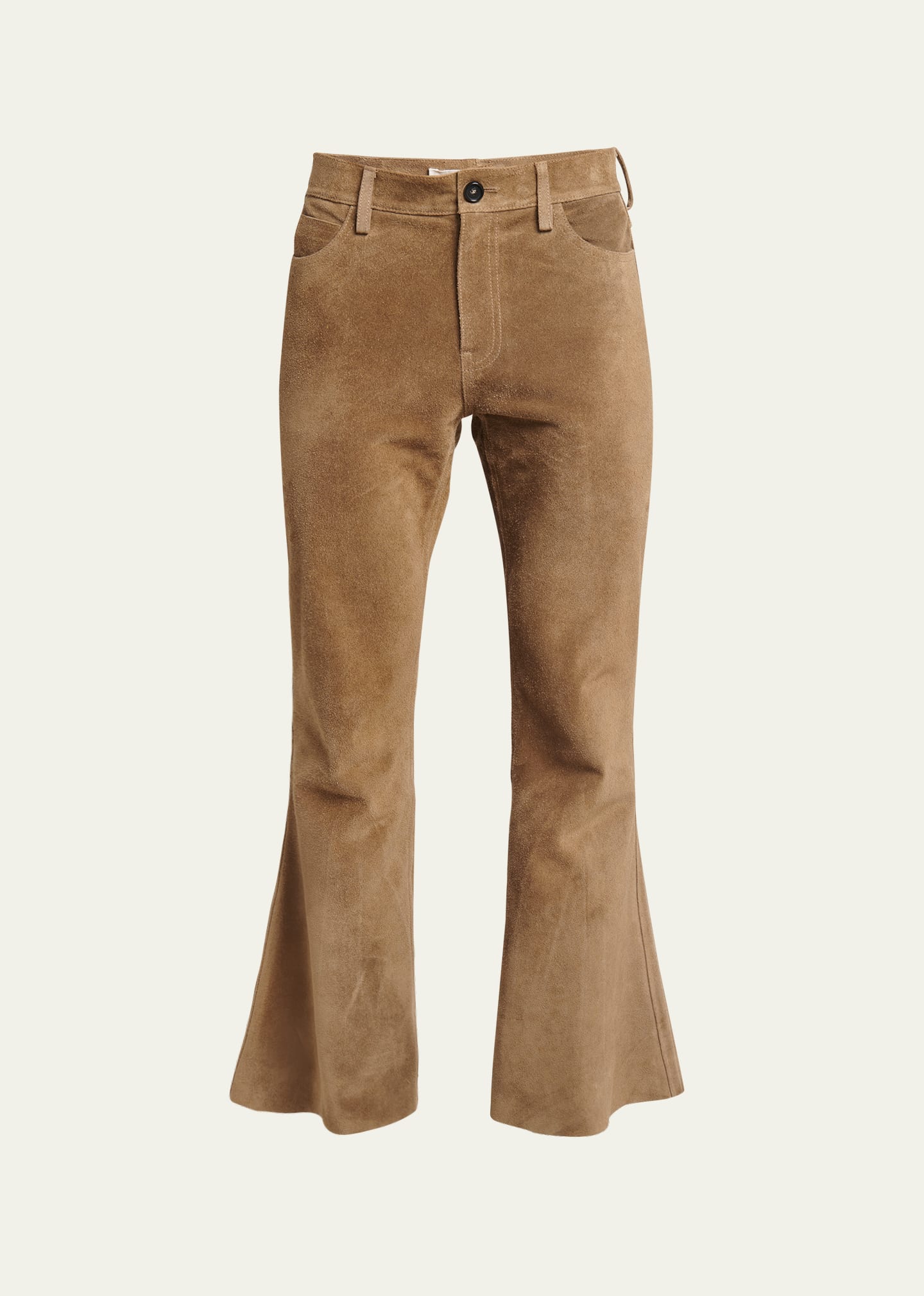 Shop Marni Men's Suede 5-pocket Flare Pants In Clay/brown