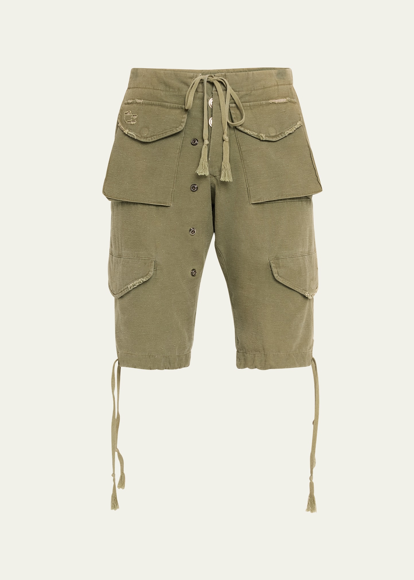 Shop Greg Lauren Men's Tent Cargo Shorts In Army
