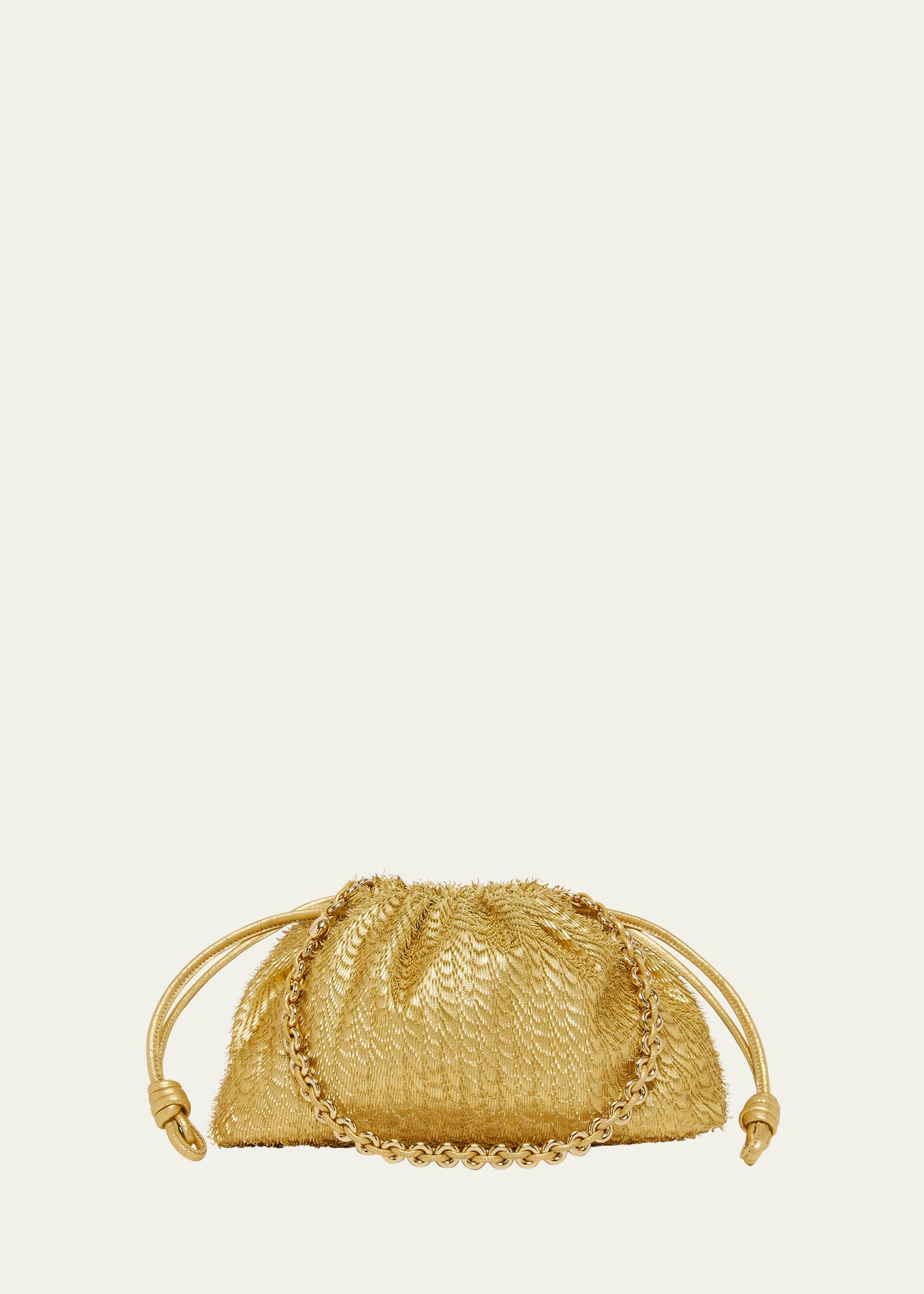 Loewe Flamenco Fringe Metallic Shoulder Bag In Gold