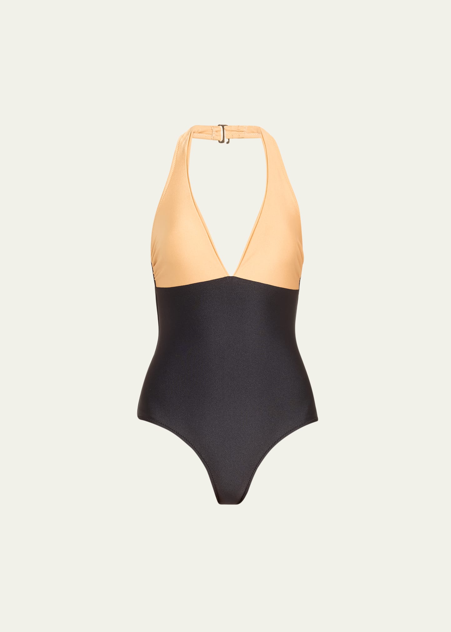 Shop Verandah Colorblock Halter Plunge One-piece Swimsuit In Gold