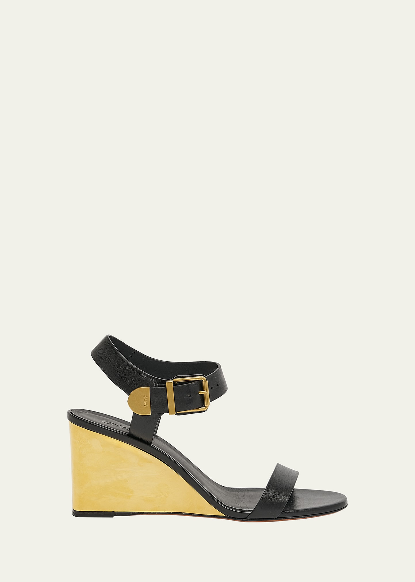 Chloé Rebecca Leather Wedge Ankle-strap Sandals In Black