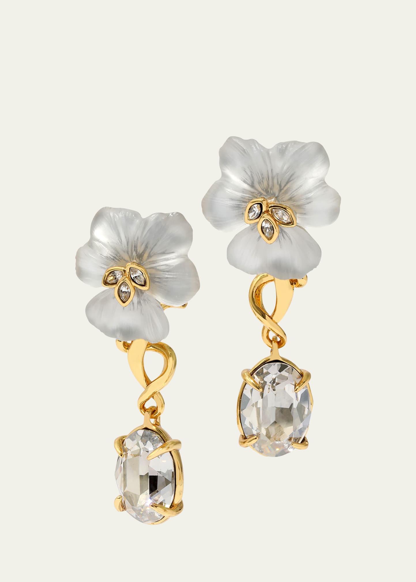 Pansy Lucite Crystal Drop Post Earrings