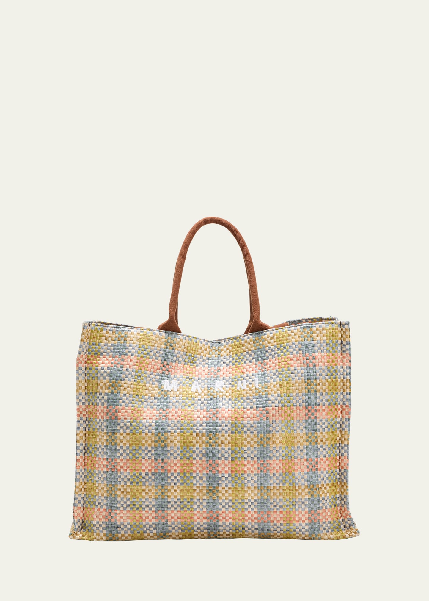 Large Striped Basket East-West Tote Bag