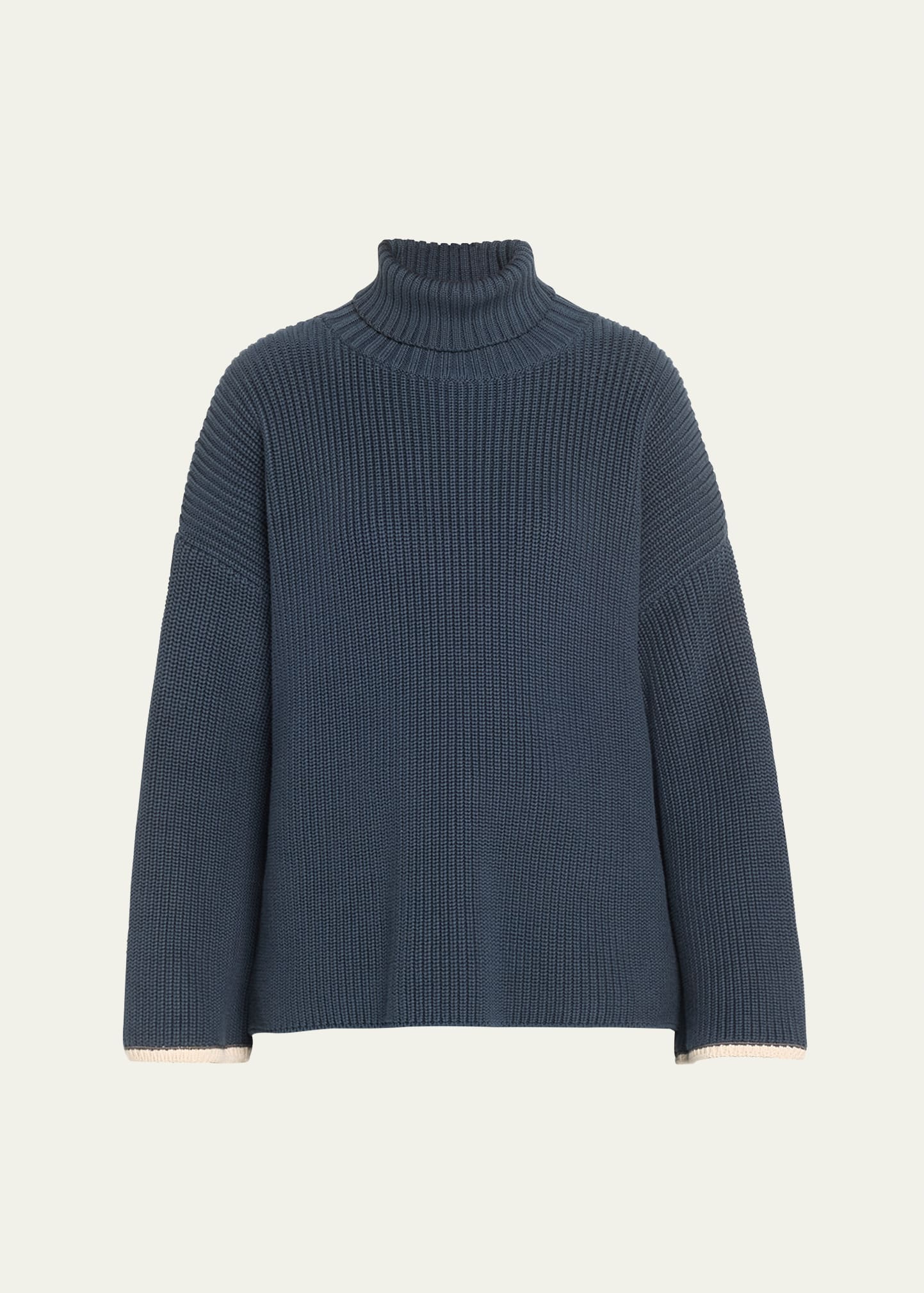 Shop Brunello Cucinelli Exaggerated-sleeve Ribbed Turtleneck Sweater In Cok13 Blue