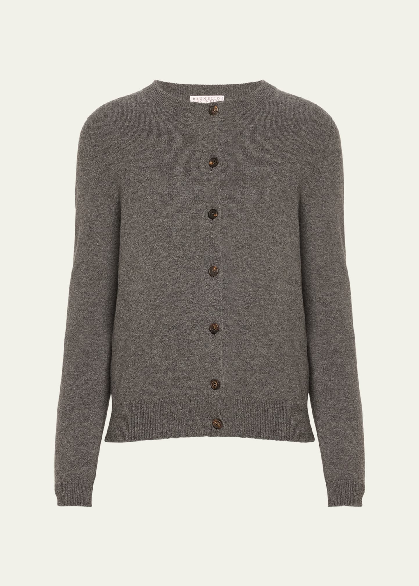 Brunello Cucinelli 2ply Cashmere Wool Cardigan In Gray