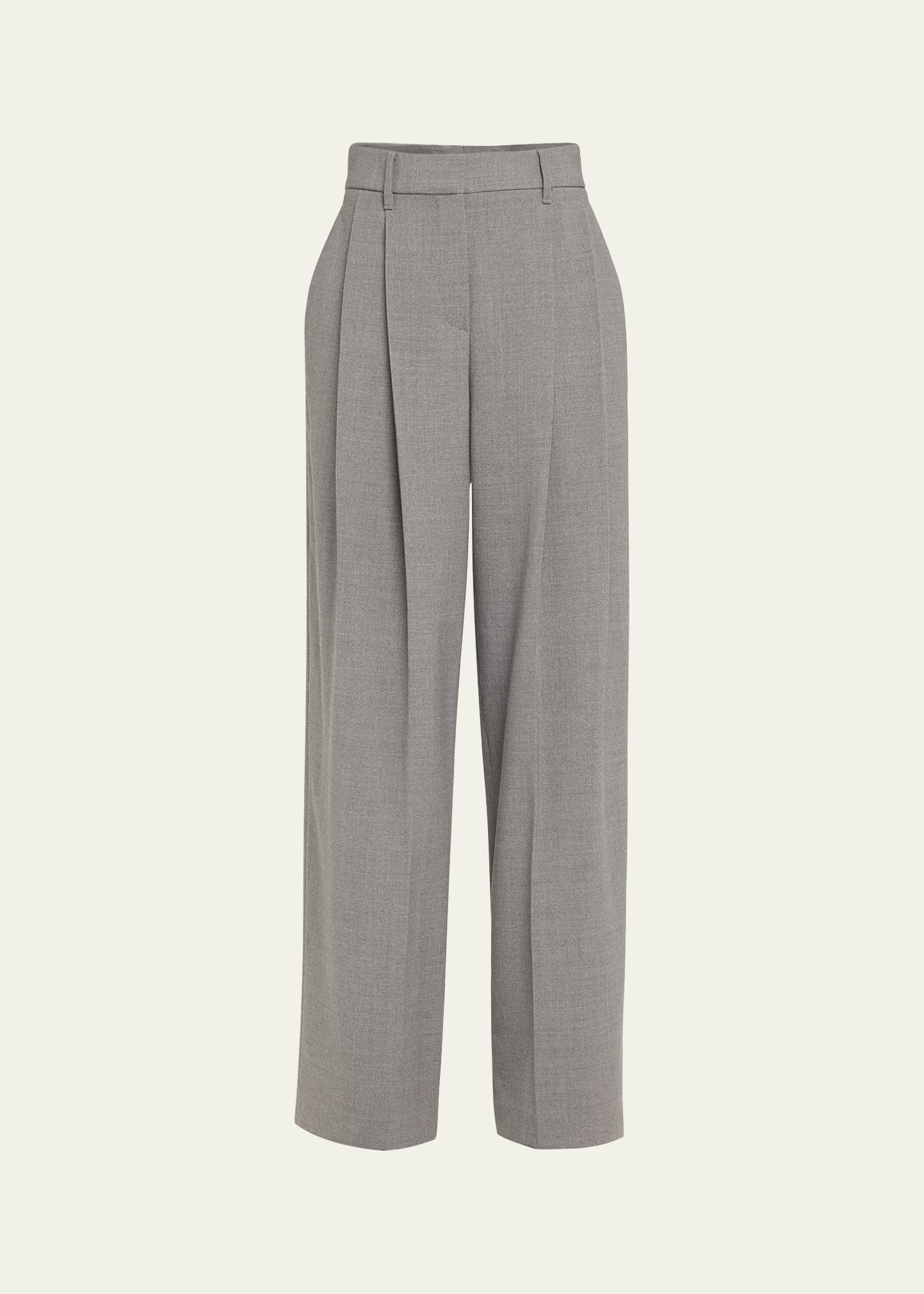 Shop Brunello Cucinelli Pleated Panama Wool Pants In C011 Medium Grey