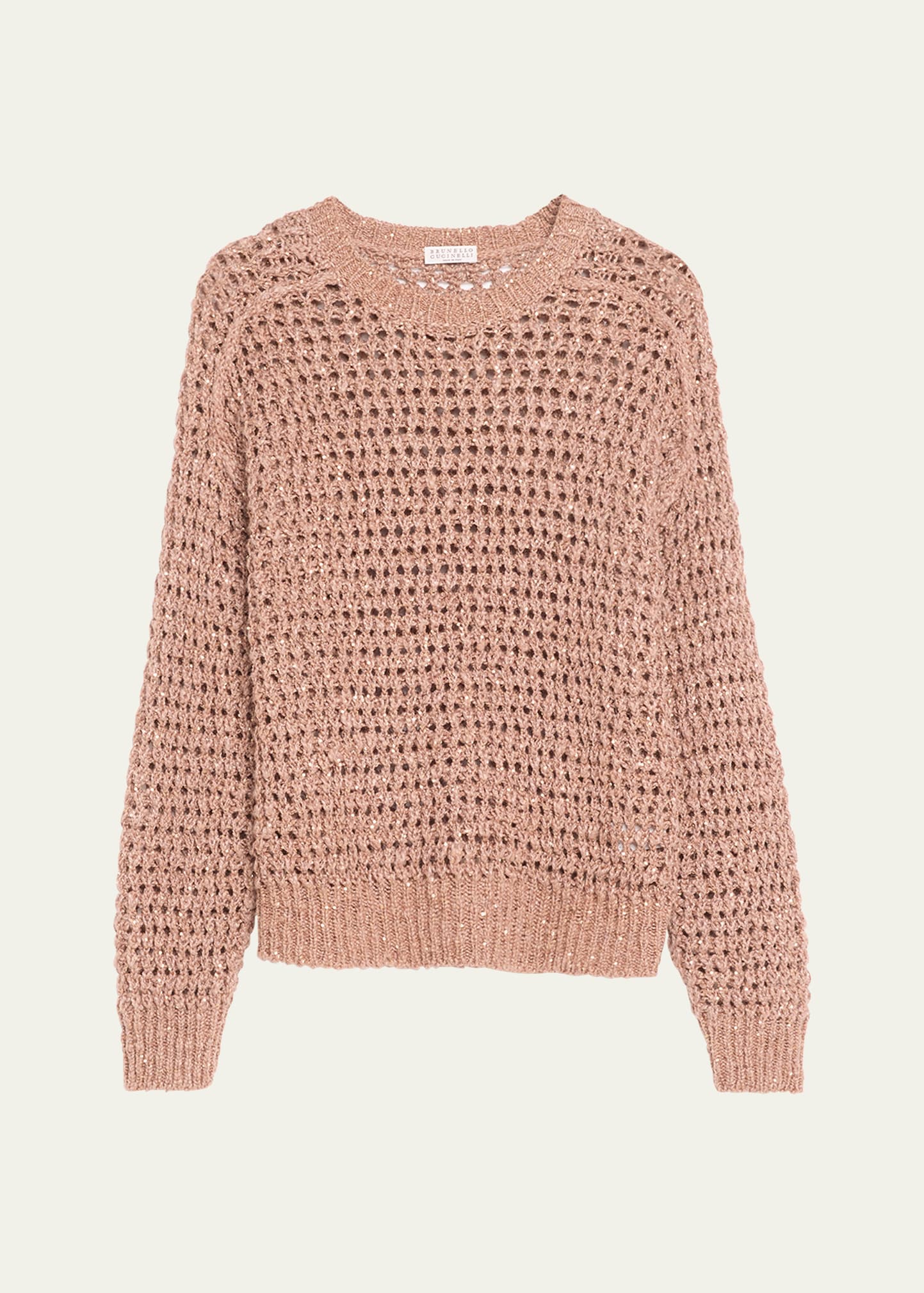 Shop Brunello Cucinelli 3-d Diamond Net Silk Linen Sweater In C9624 Rose