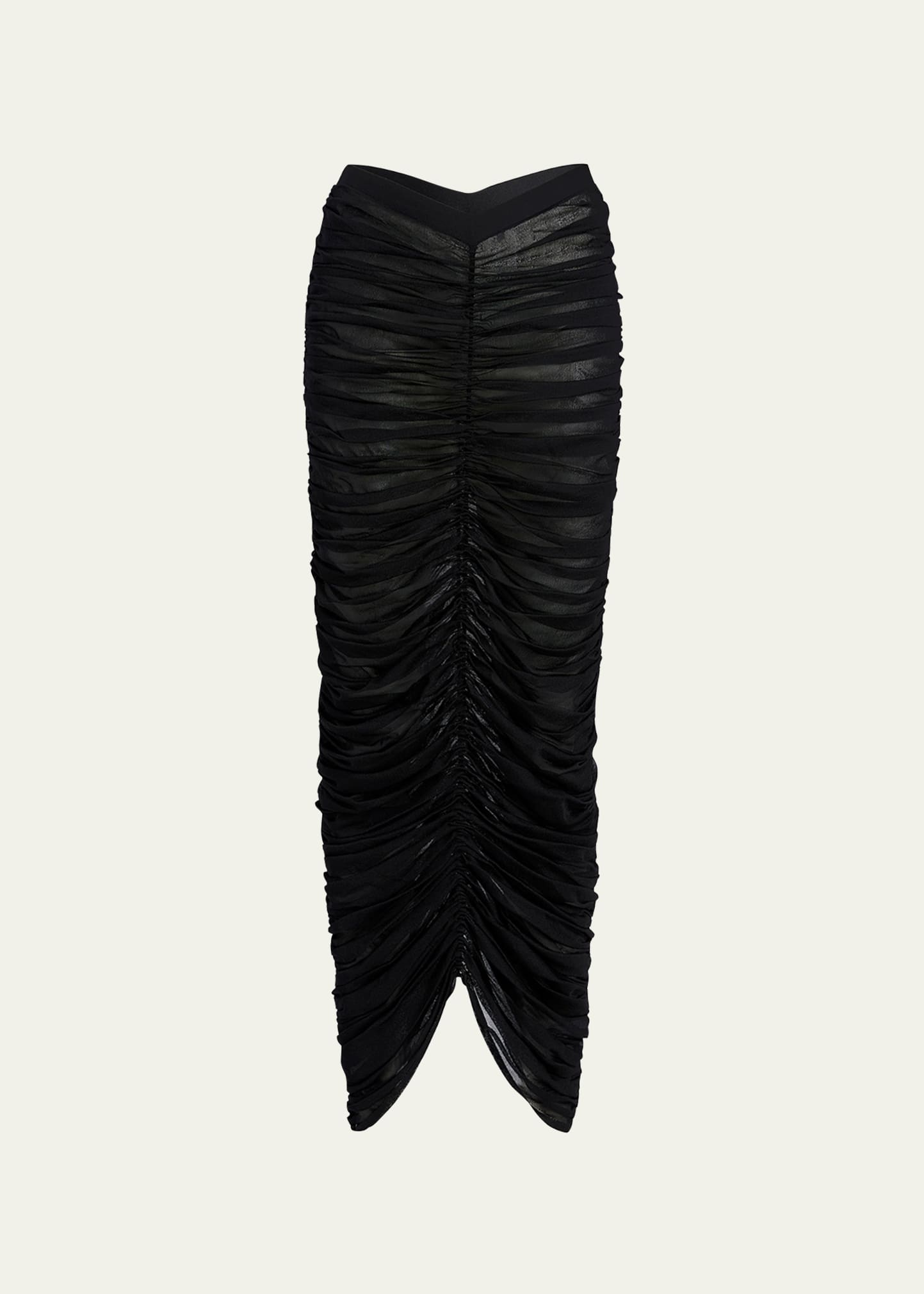 Shop Khaite Laure Ruched Pencil Skirt In Black