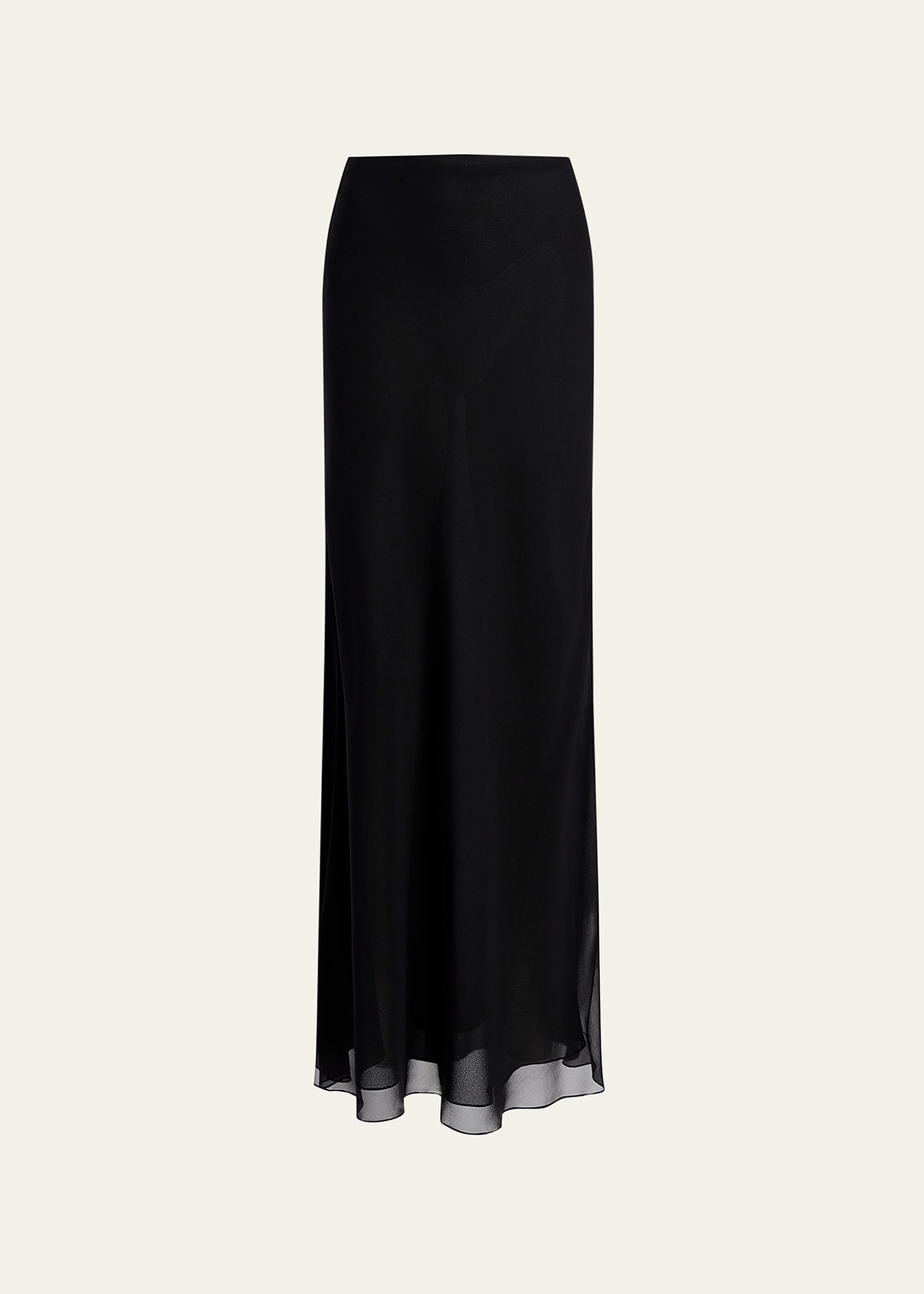 Shop Khaite Mauva Silk Chiffon Long Skirt In Black