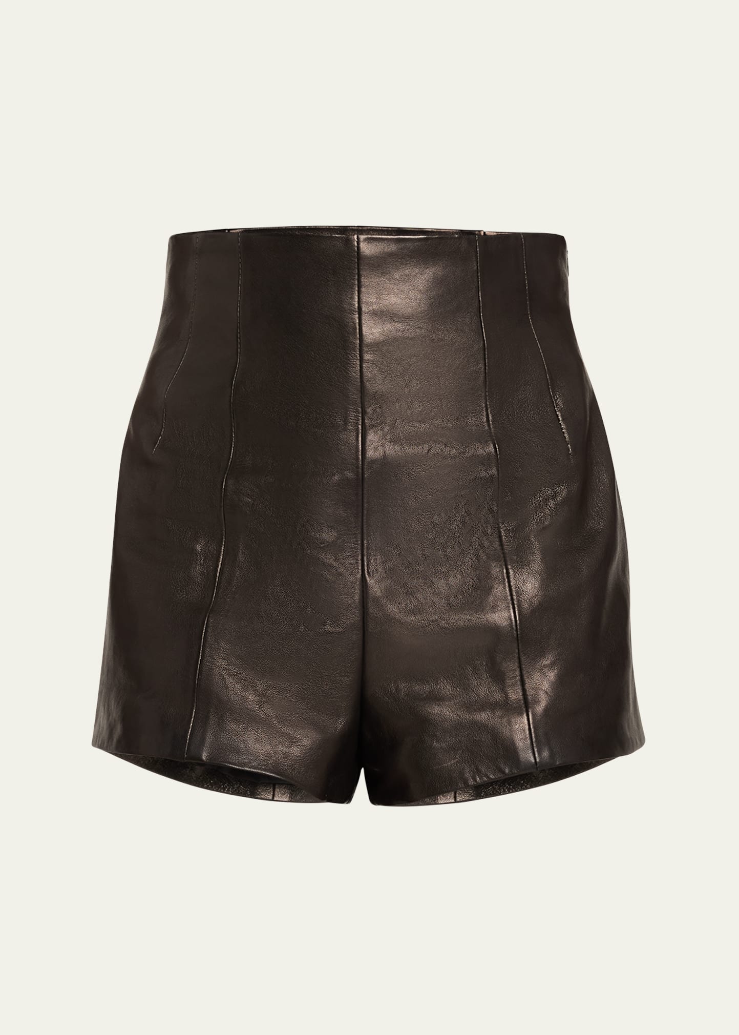Khaite Lennman High-waist Leather Shorts In Black
