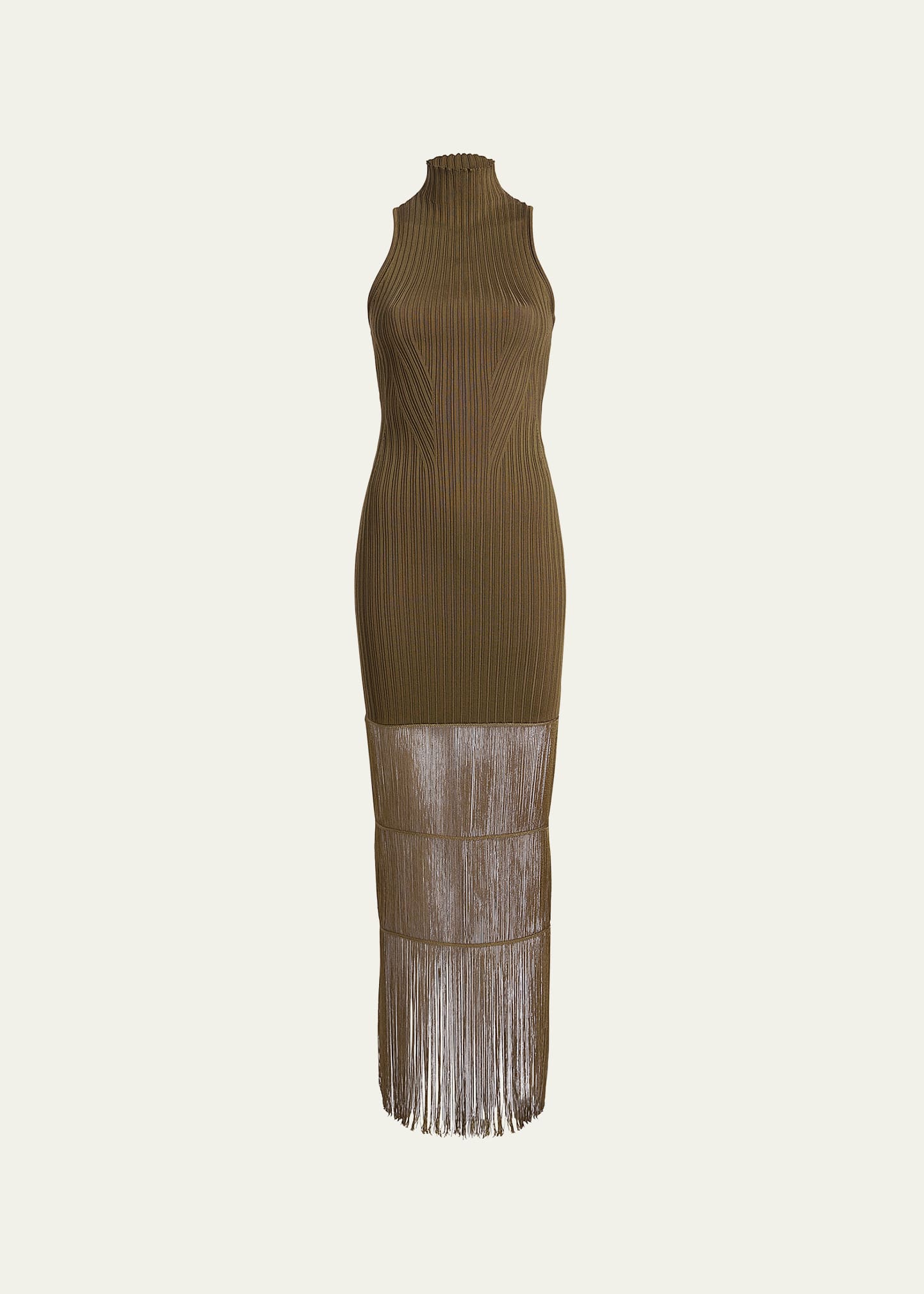 Khaite Zare Fringe Maxi Dress In Toffee