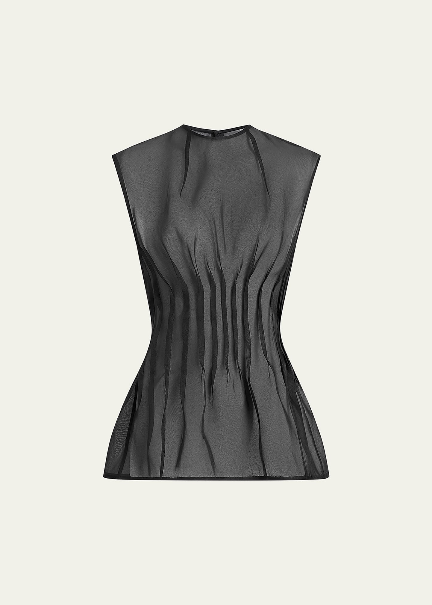 Khaite Westin Pleated Silk Top In Black