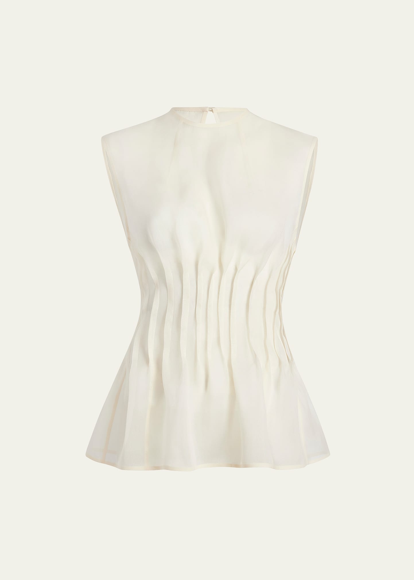 Khaite Westin Pleated Silk Top In Bone