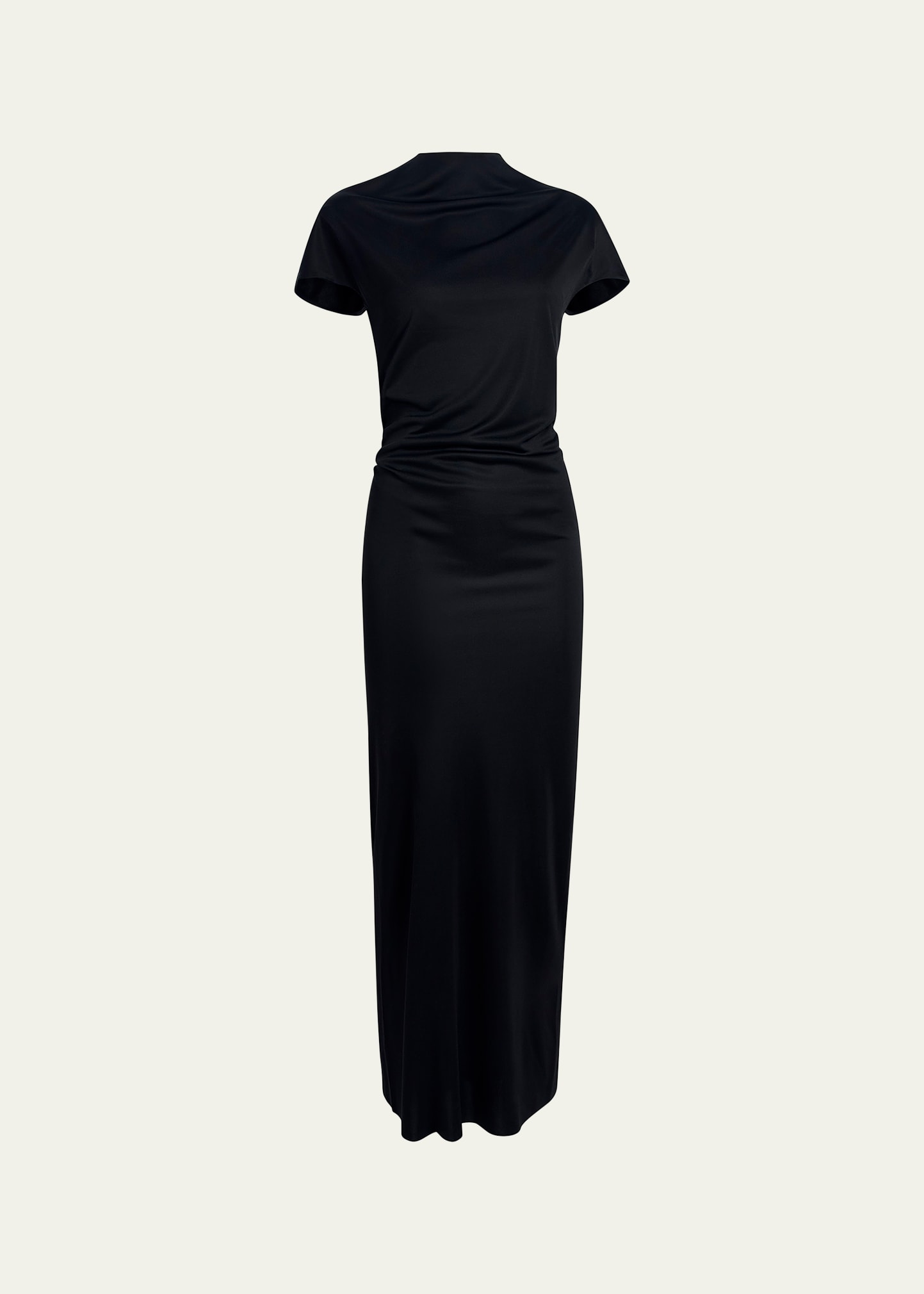 Khaite Yenza Mockneck Jersey Maxi Dress In Black