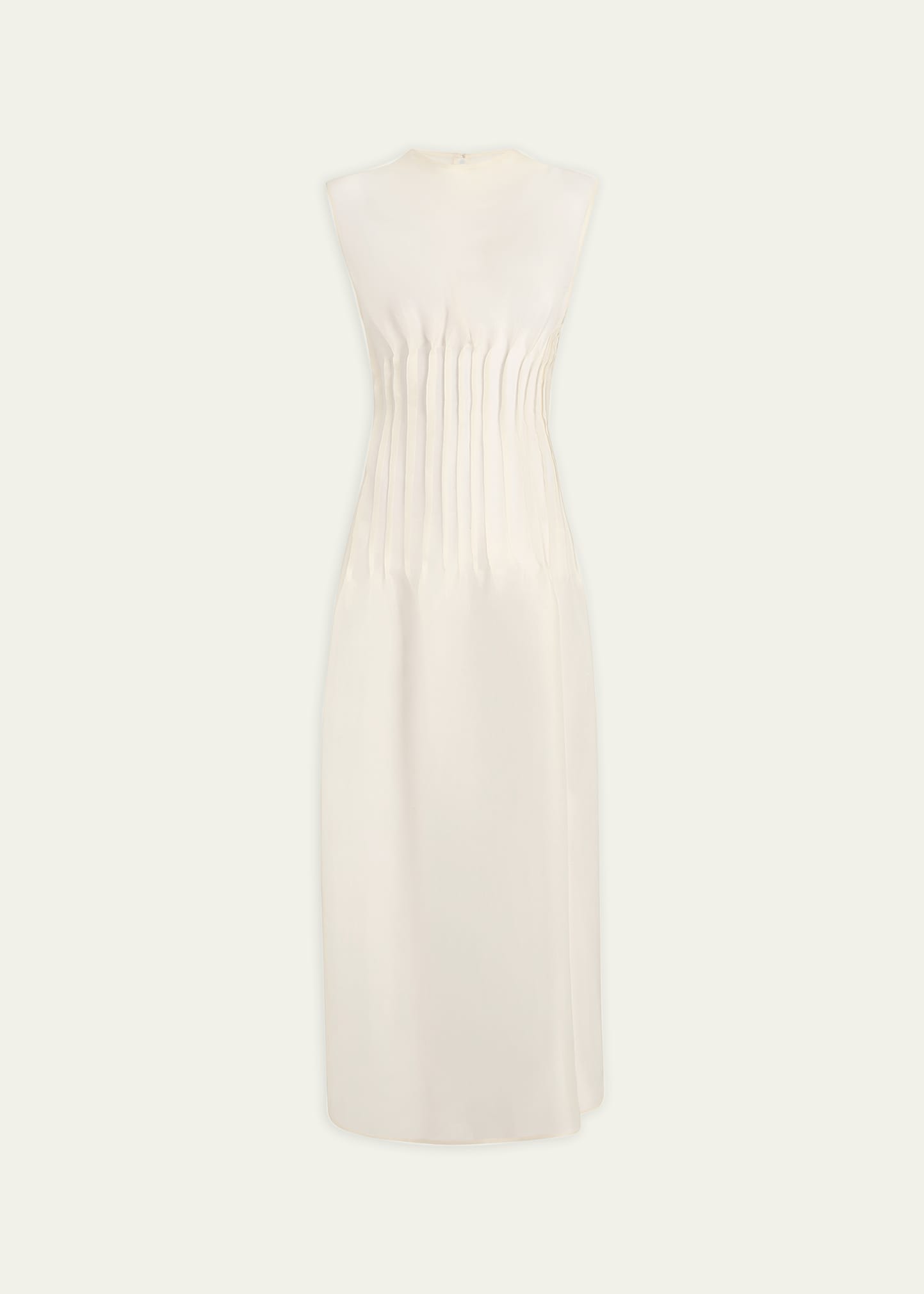 Khaite Wes Pleated Silk Maxi Dress In Bone