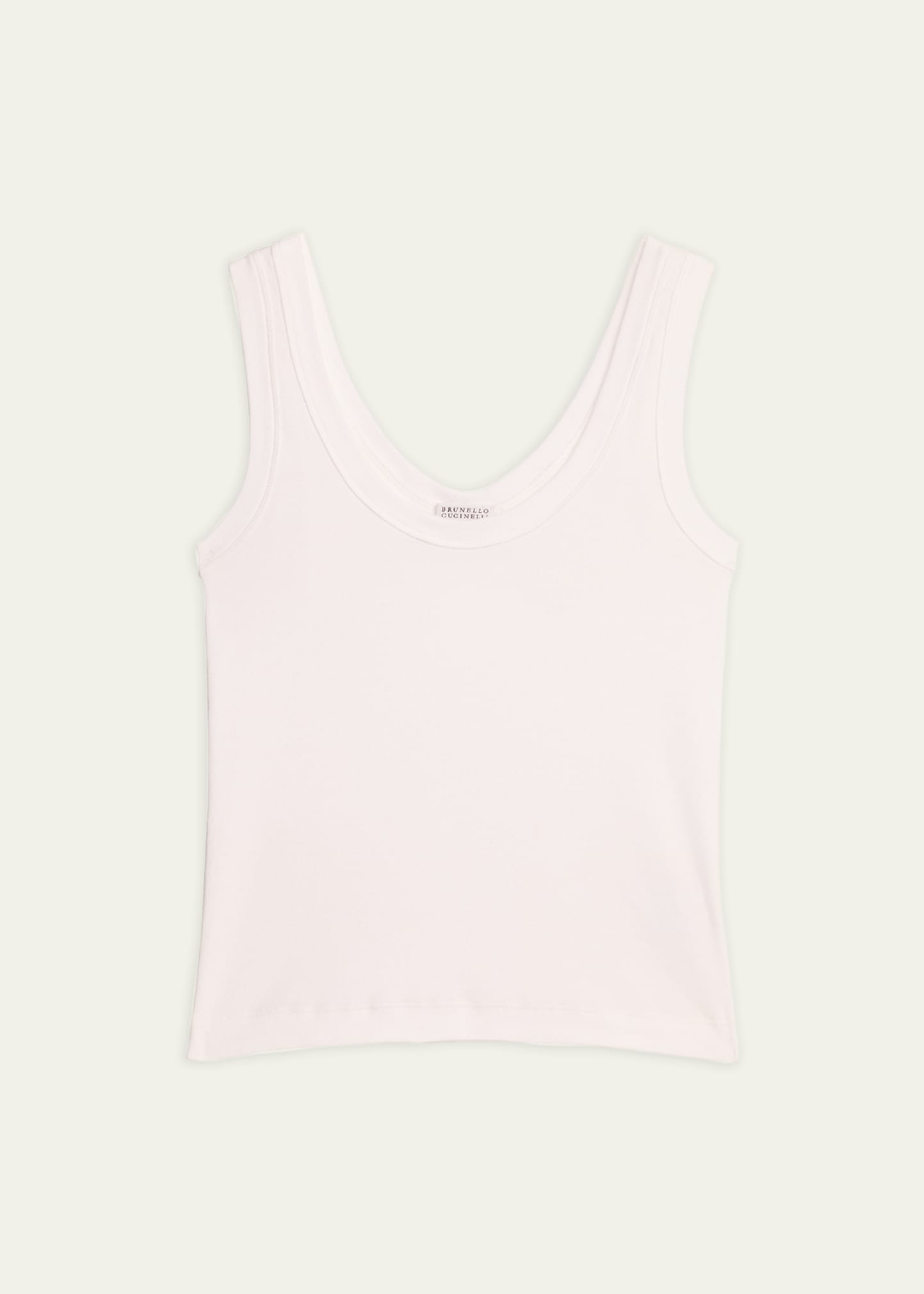 Ribbed Cotton Jersey Tank Top with Monili Tab