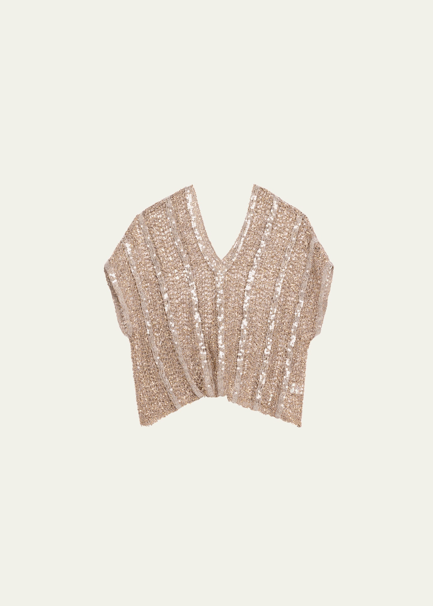 Brunello Cucinelli Raffia Net Embroidered Knit Sweater In Brown