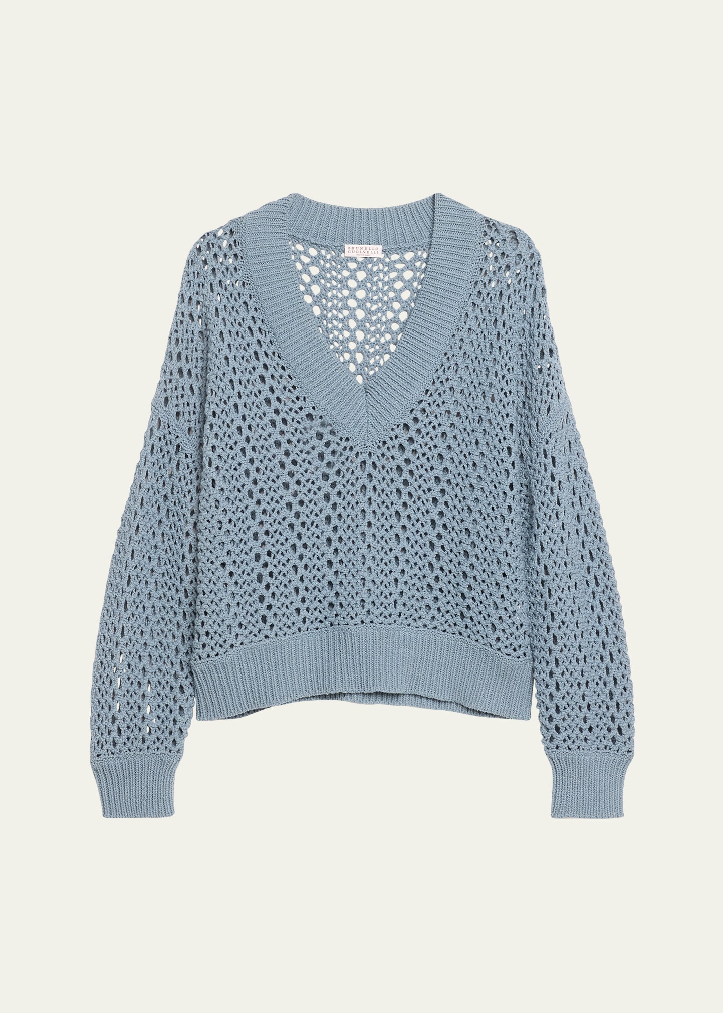 Brunello Cucinelli Cotton Open-work Knit Sweater In Multi