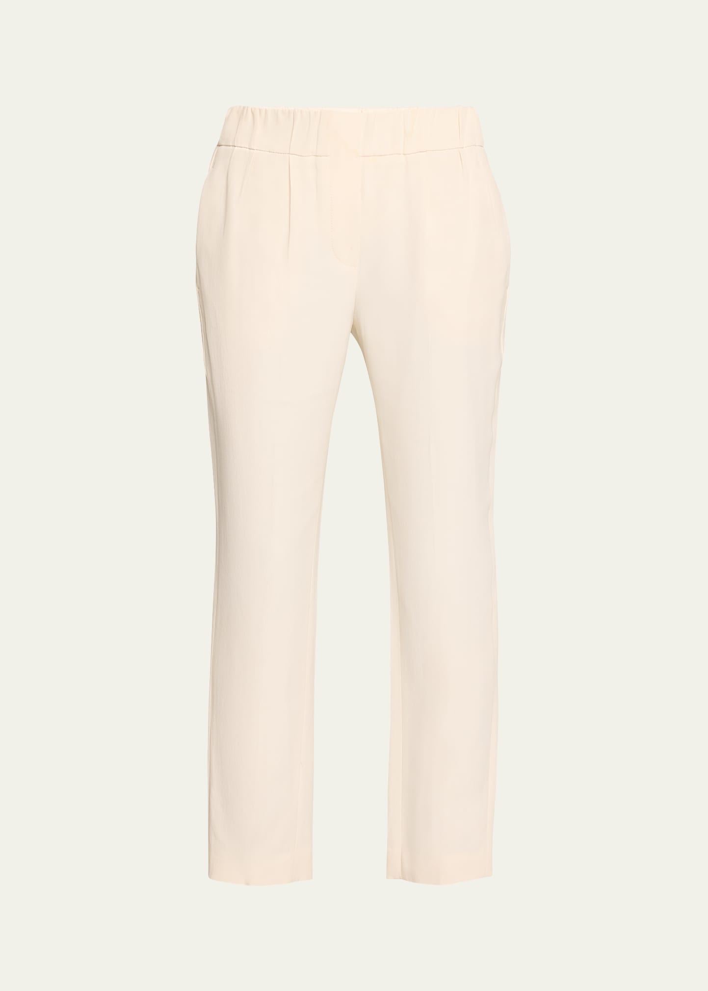 Brunello Cucinelli Pull-on Silk Crepe Pants In Neutral