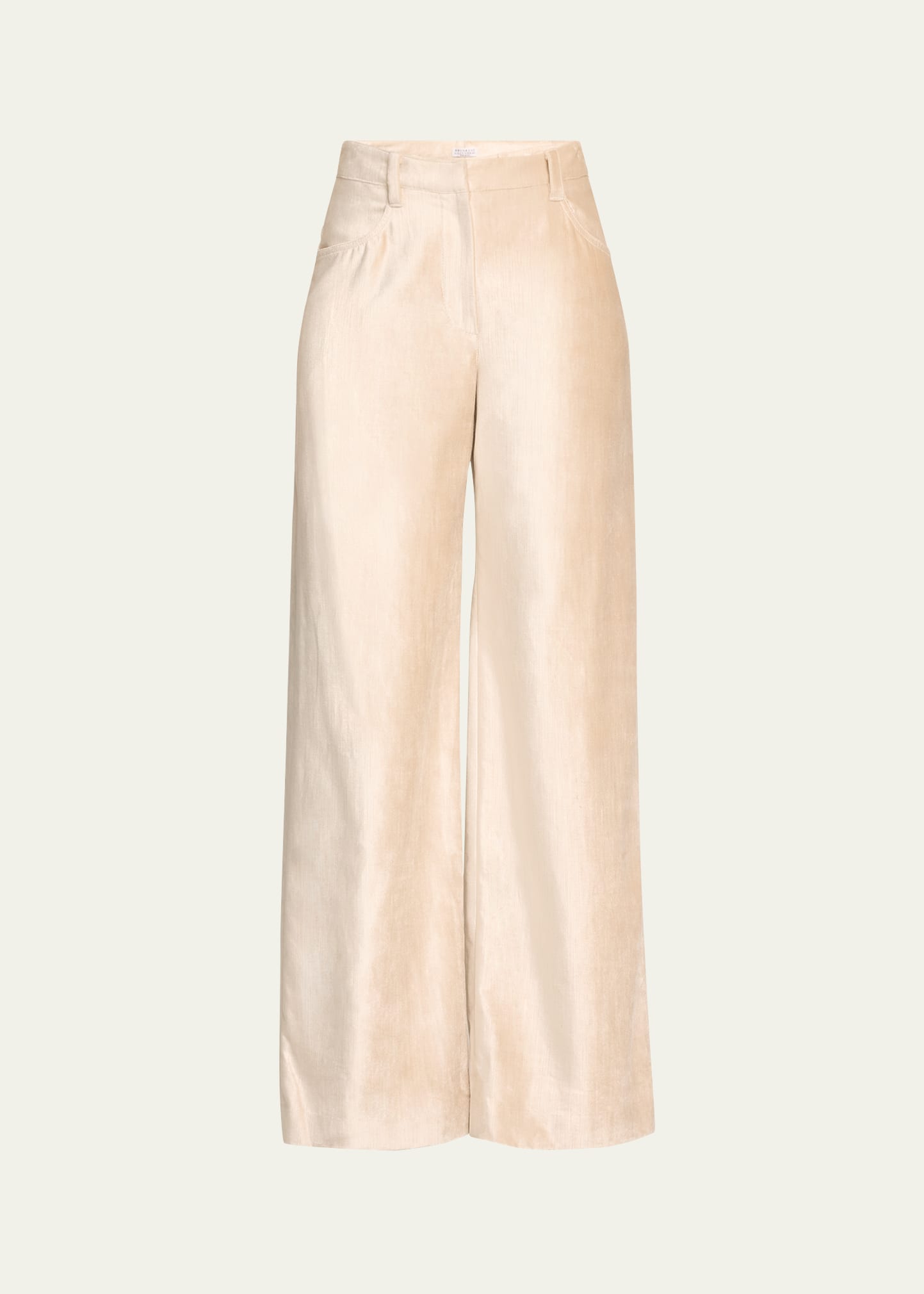 Brunello Cucinelli Sleek Velvet Wide-leg Trousers In Neutral