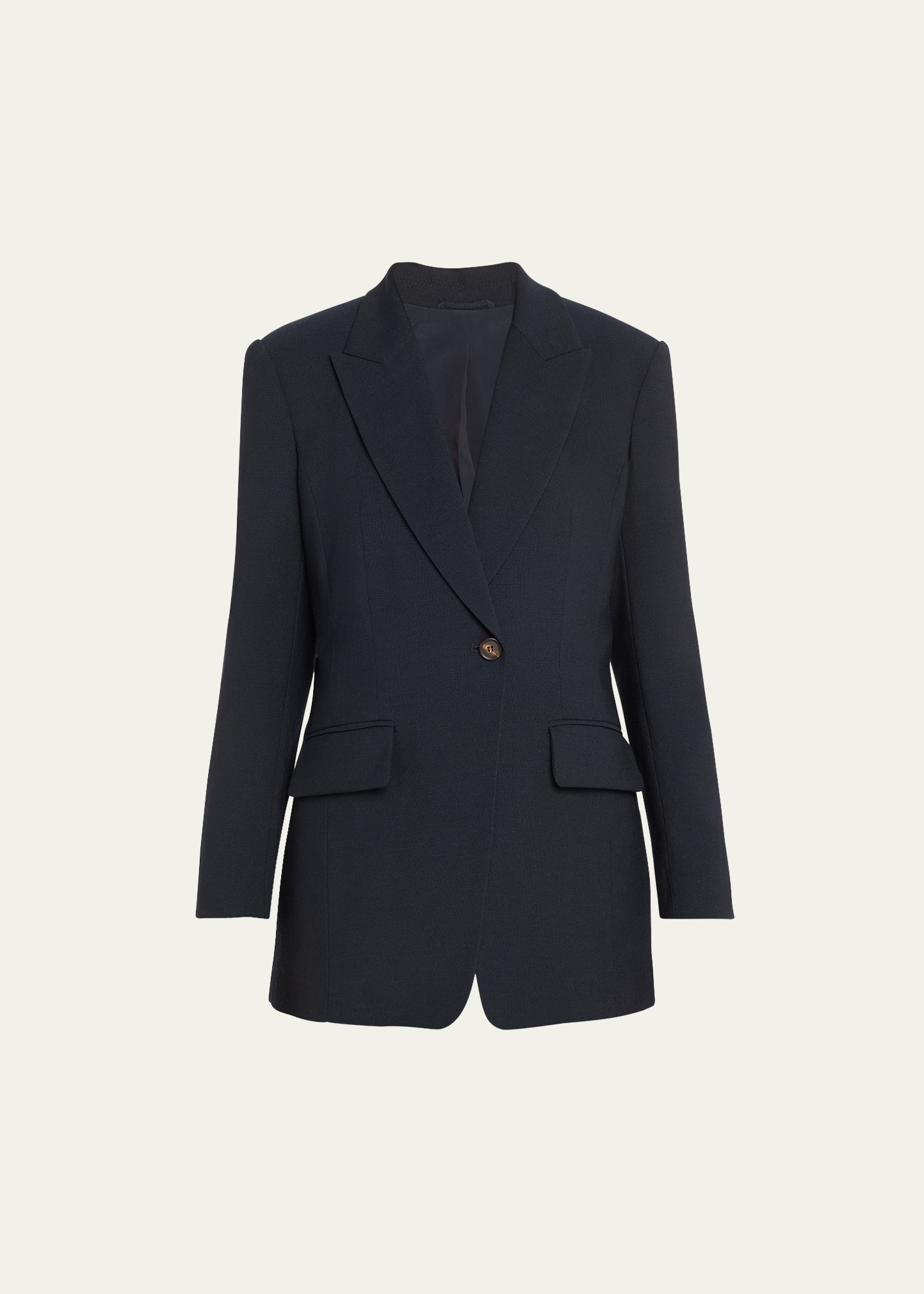 Shop Brunello Cucinelli One-button Wool Blazer In C015 Blue