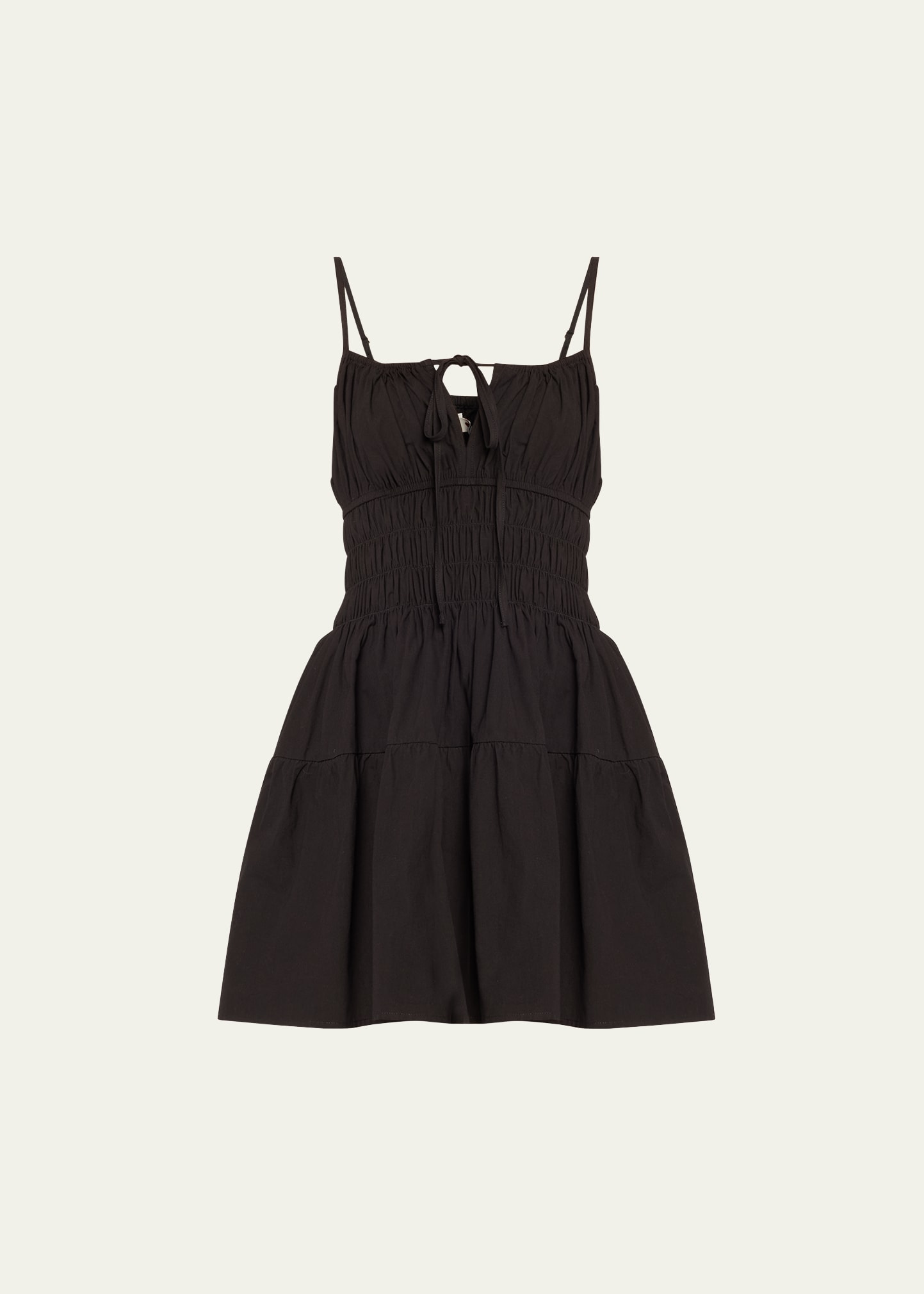 Shop Ciao Lucia Caserto Smocked Mini Dress In Black