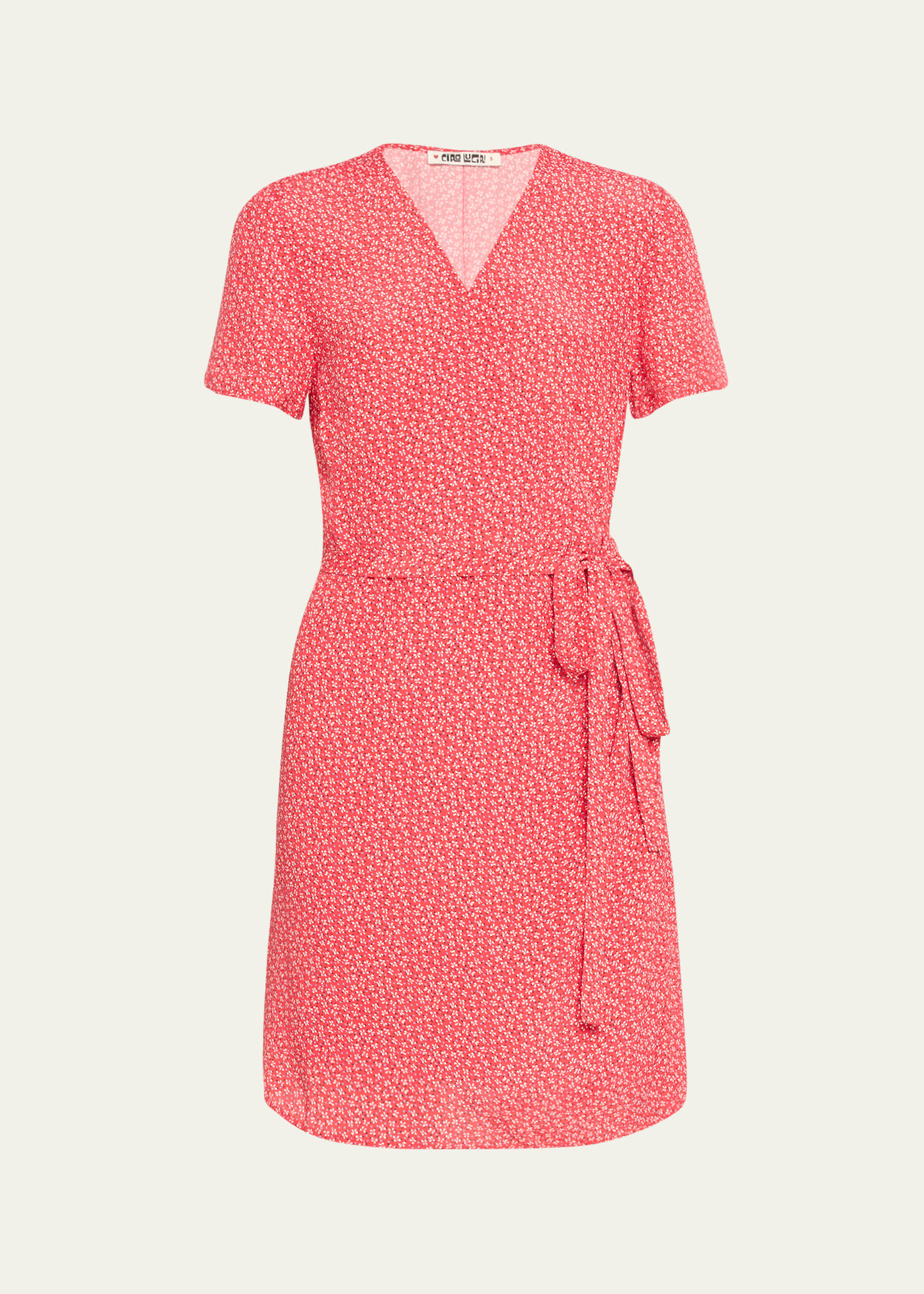 Shop Ciao Lucia Zia Short-sleeve Mini Wrap Dress In Rouge