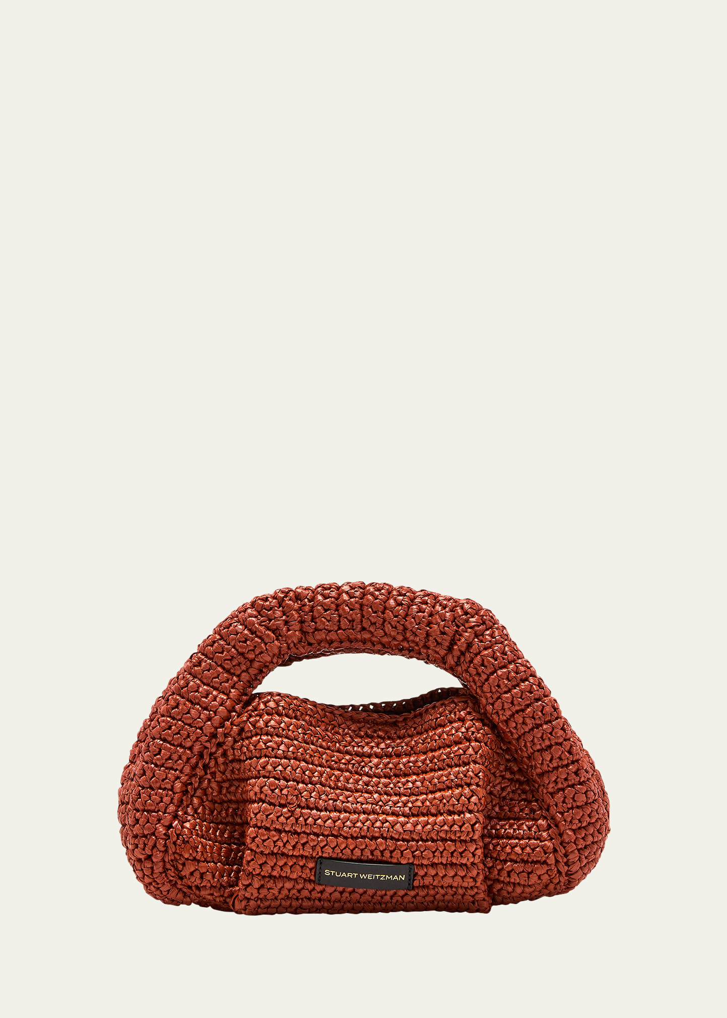 Stuart Weitzman The Moda Mini Raffia Top-handle Bag In Terracotta Dark B