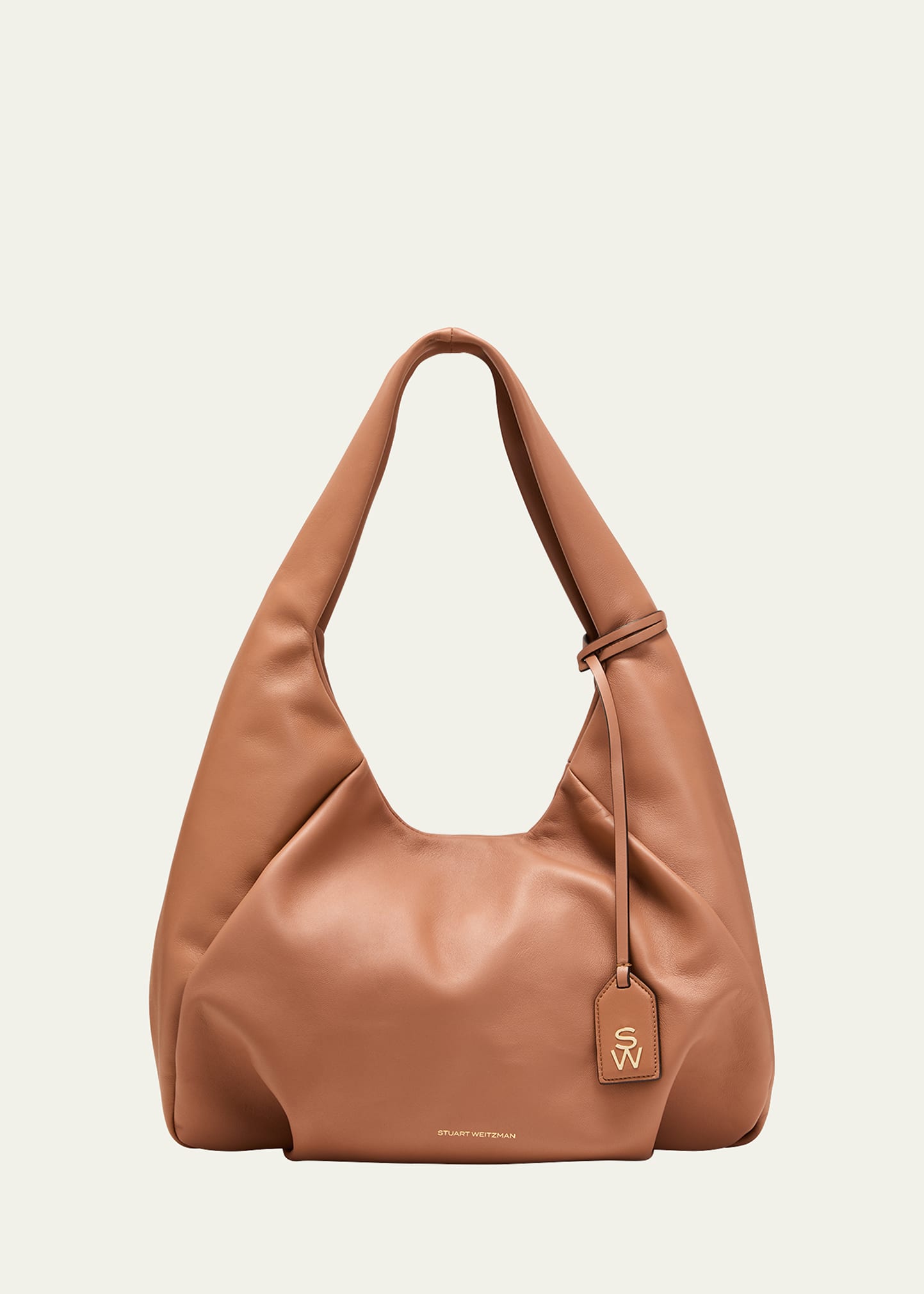Stuart Weitzman The Moda Napa Leather Hobo Bag In Brown