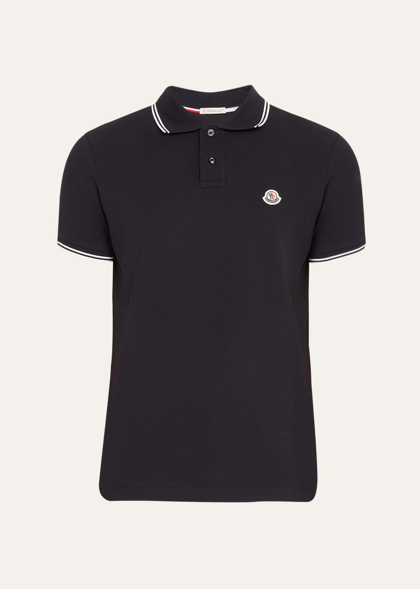 Moncler Men's Archivio Tipped Pique Polo Shirt In Blue