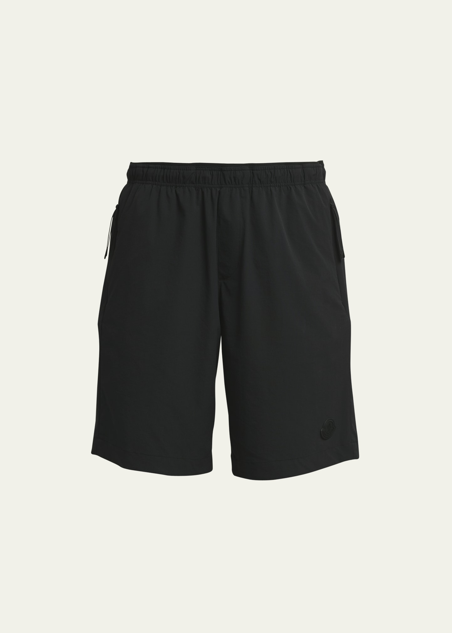 Moncler Men's Long Nylon Shorts In Black