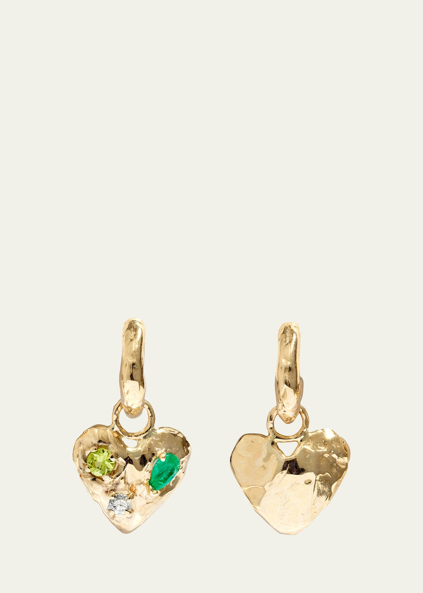 Heart Hoop Earrings with Precious Stones