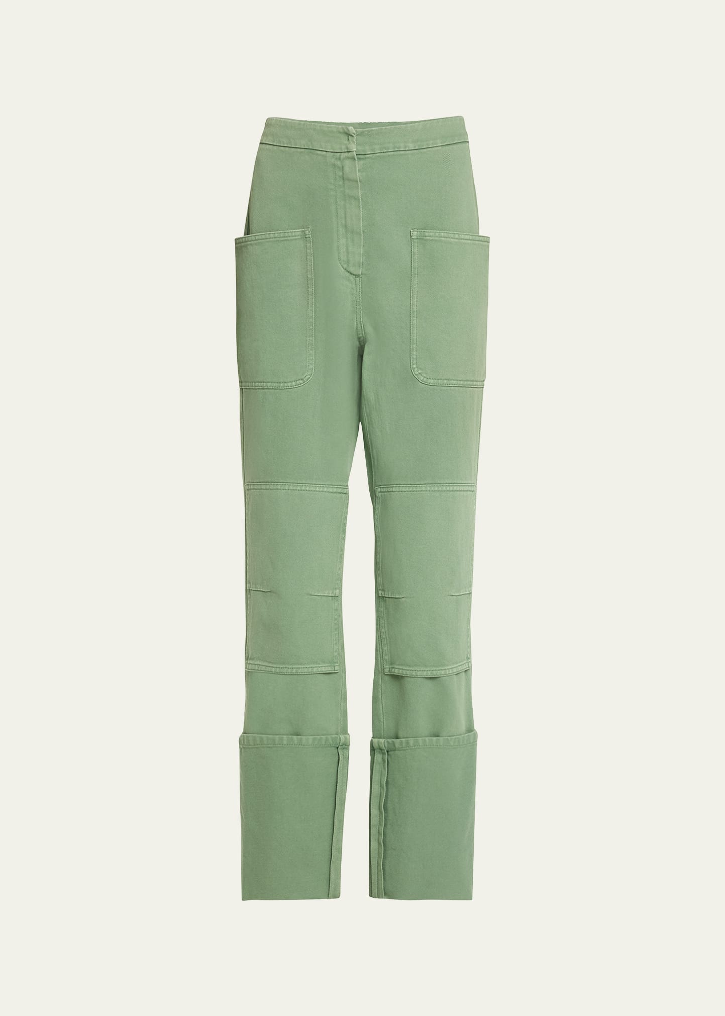 Shop Max Mara Facella Straight-leg Cargo Pants In Sage Green
