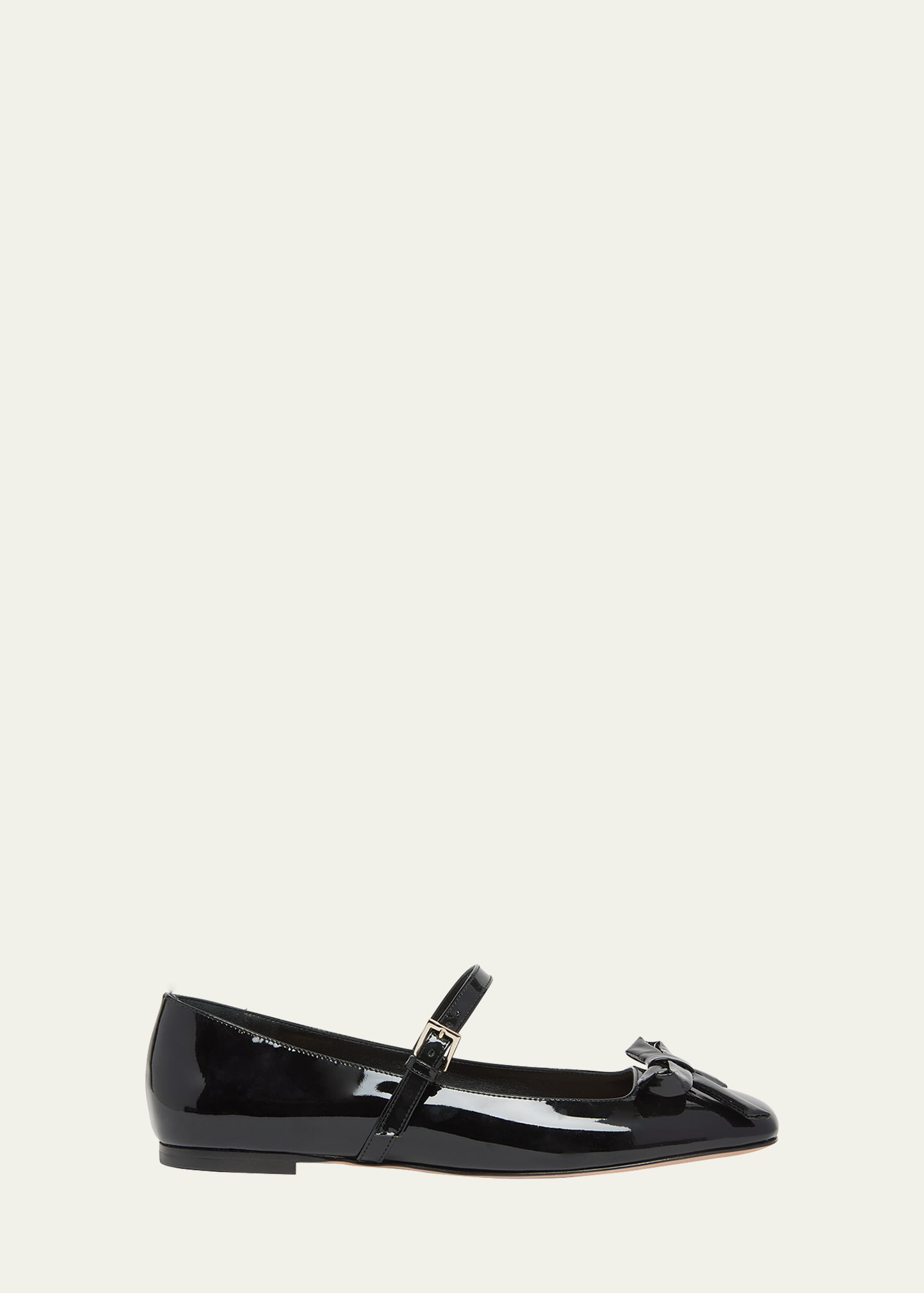 Valentino Romance Patent Bow Mary Jane Ballerina Flats In Nero