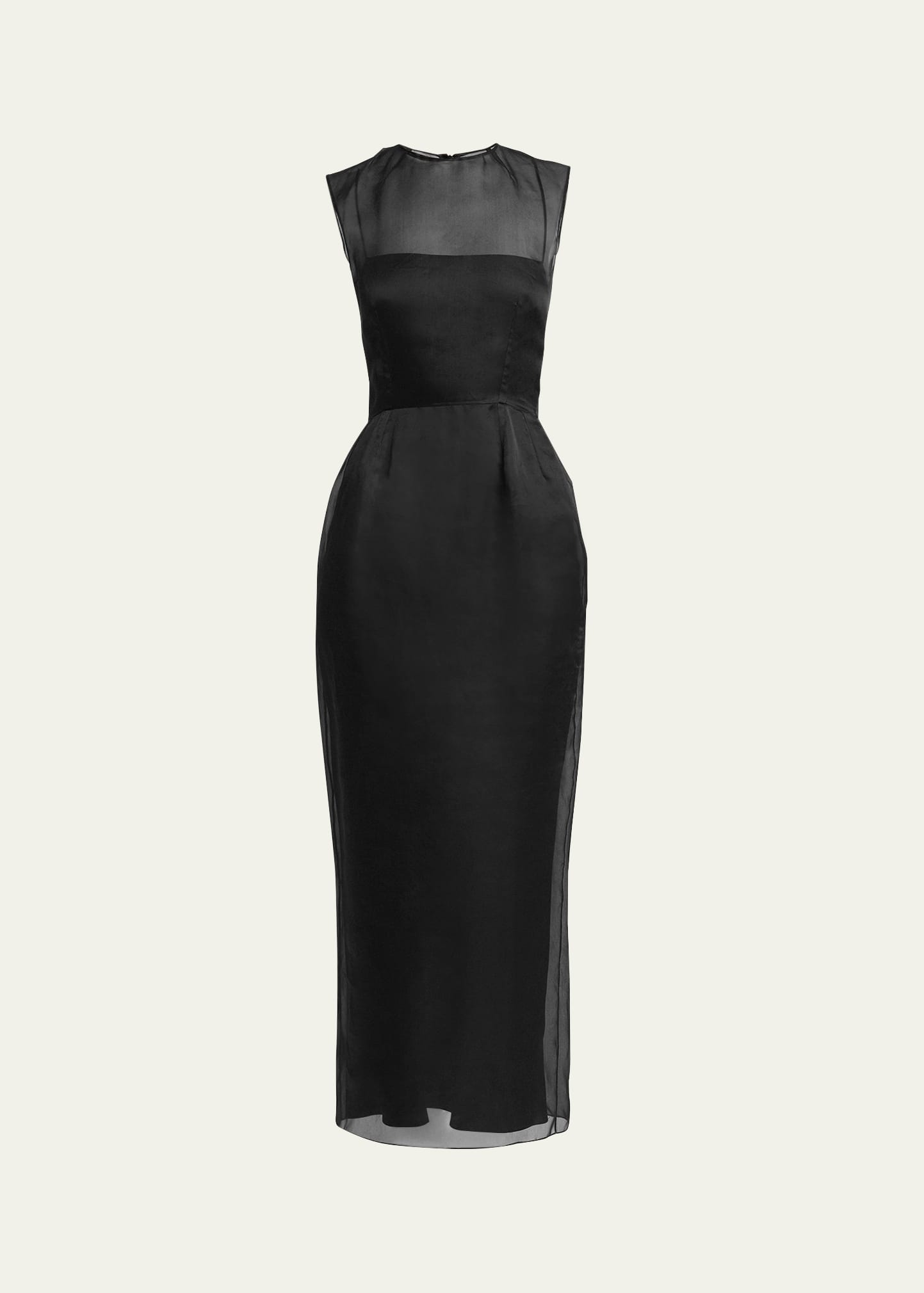 Shop Gabriela Hearst Maslow Sleeveless Sheer Silk Maxi Dress In Black