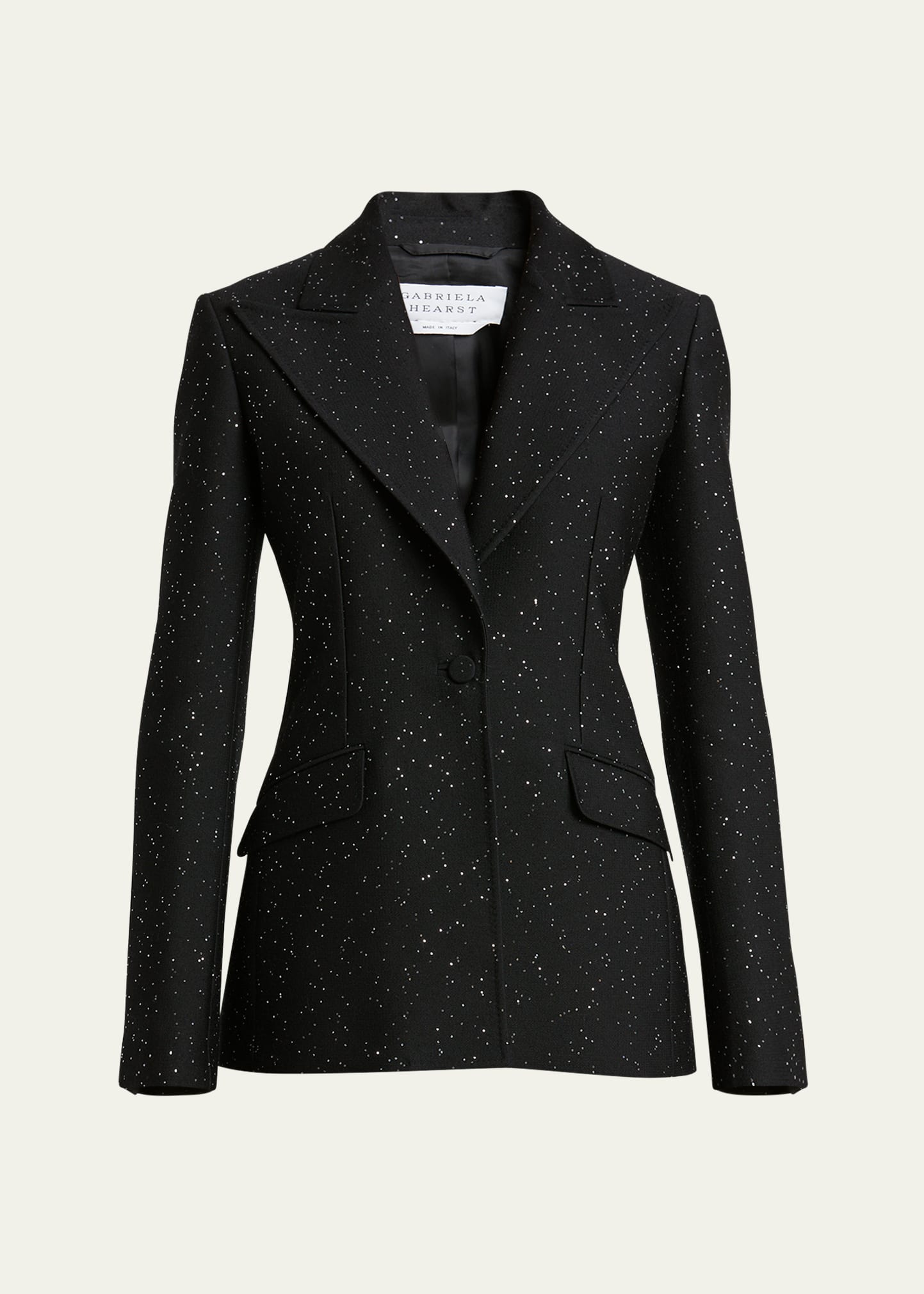 Shop Gabriela Hearst Leiva Micro Sequined Blazer Jacket In Black