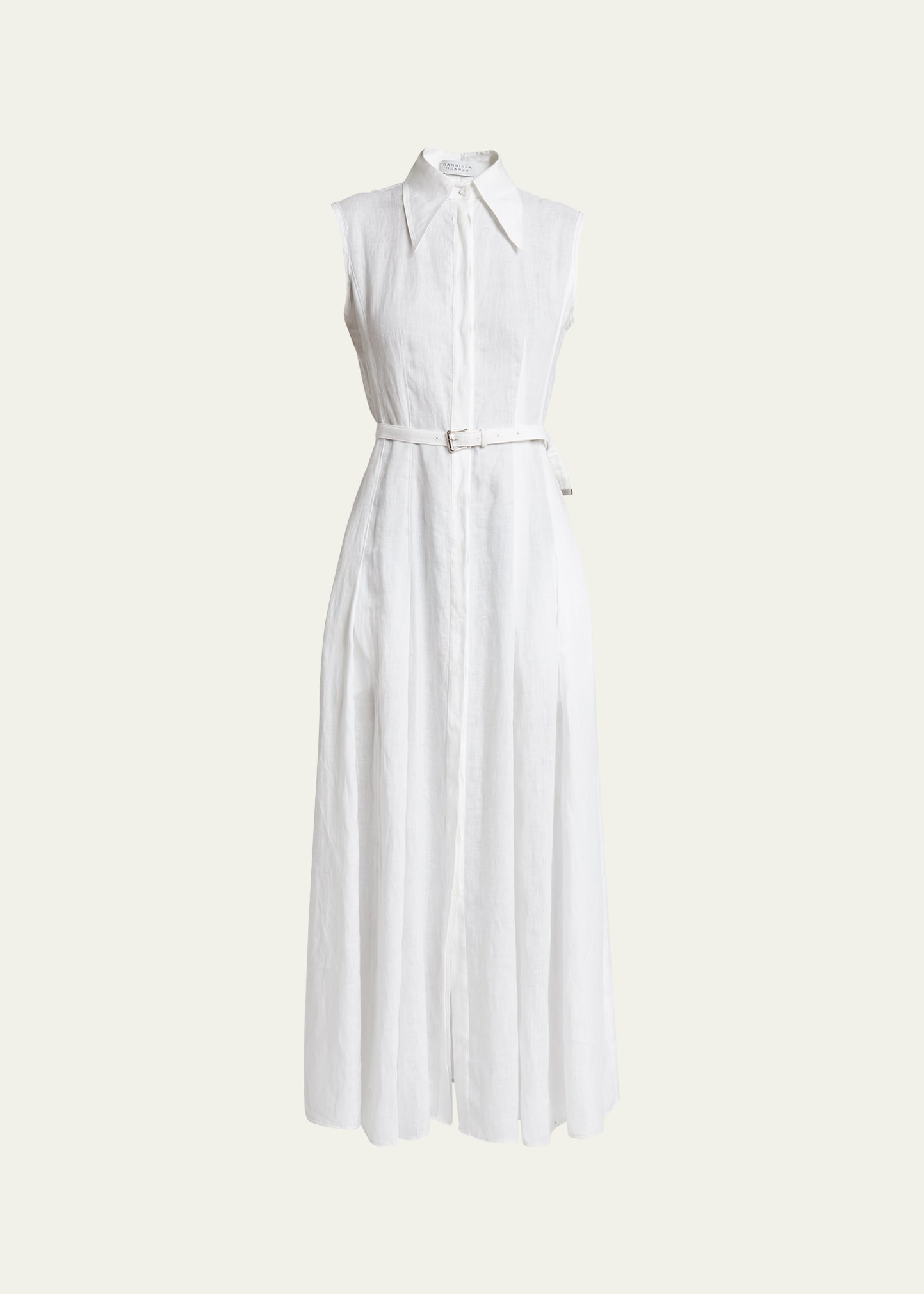 Shop Gabriela Hearst Durand Belted Linen Shirtdress In White