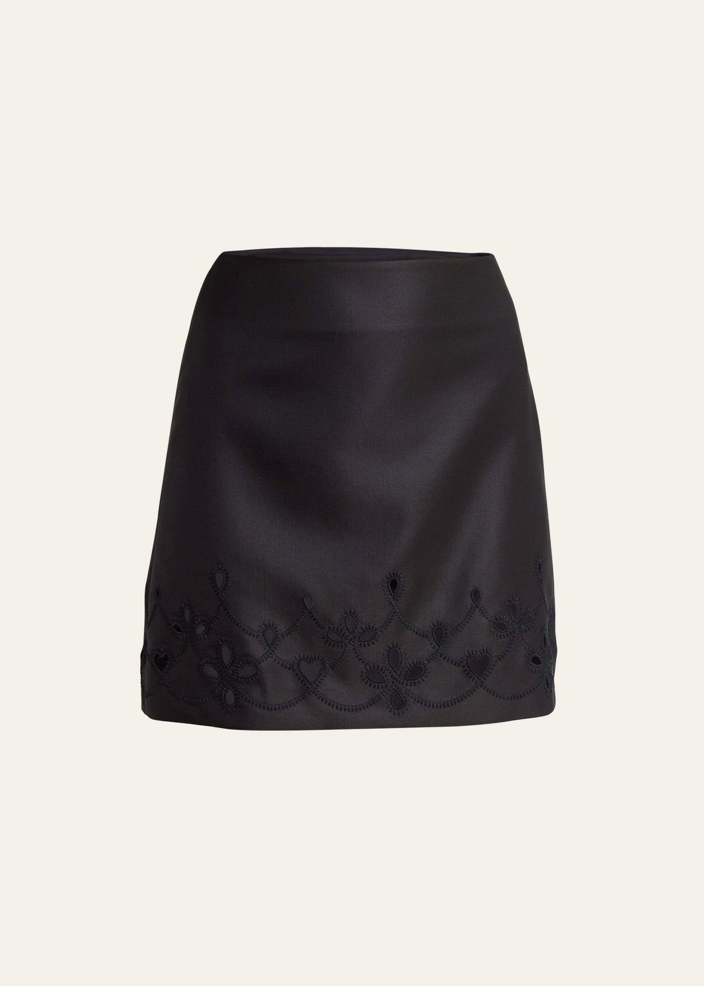 Shop Chloé Eyelet Gabardine Mini Skirt In Black